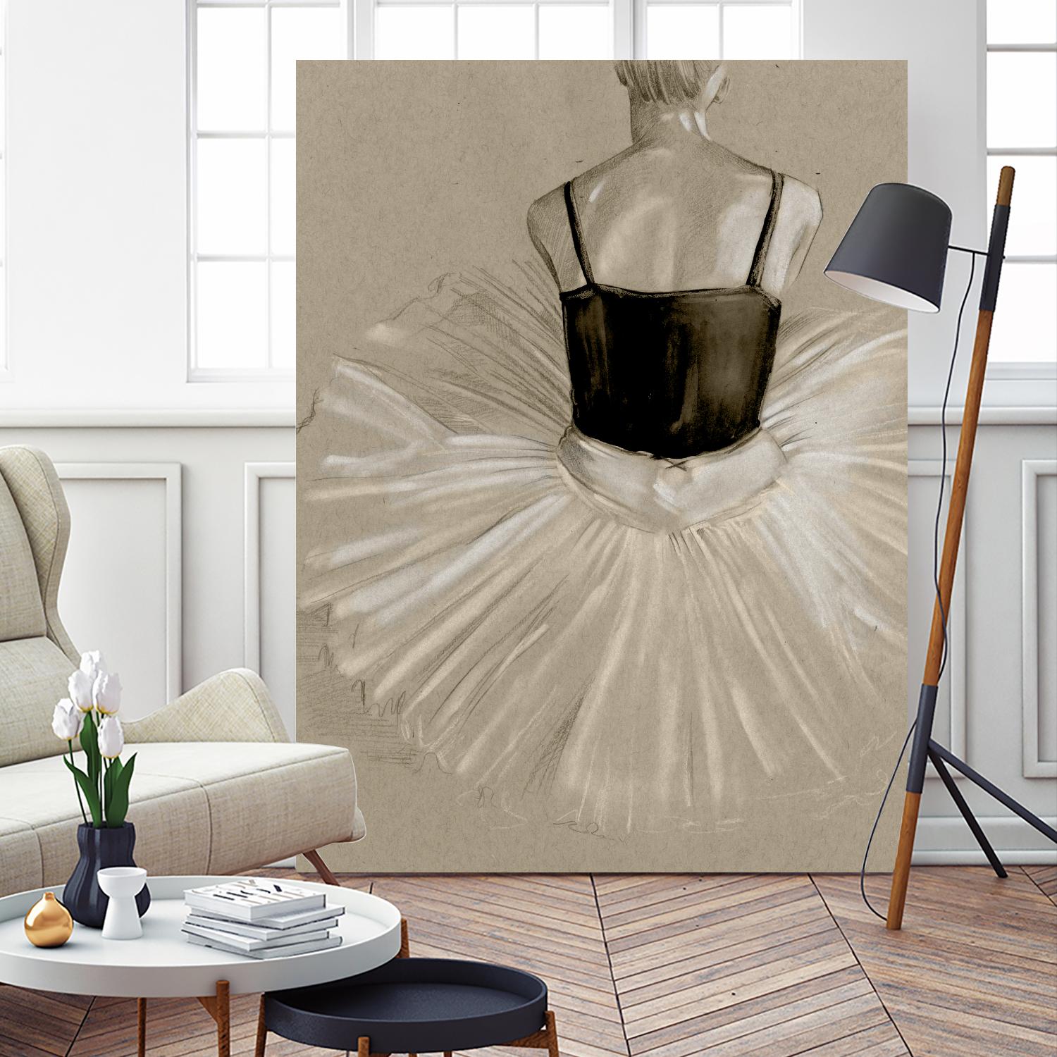 Black Leotard II by Jennifer Paxton Parker on GIANT ART - beige black & white ballerina