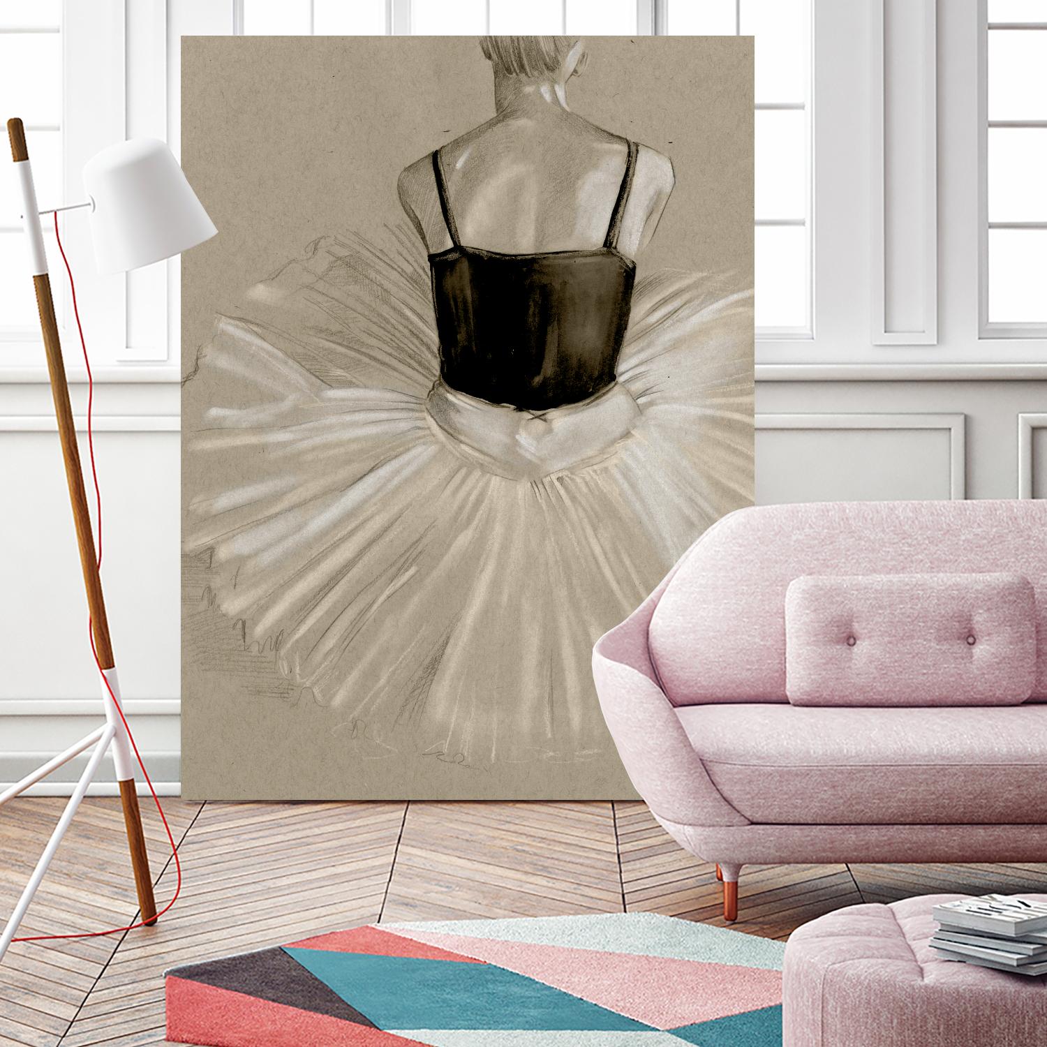 Black Leotard II by Jennifer Paxton Parker on GIANT ART - beige black & white ballerina