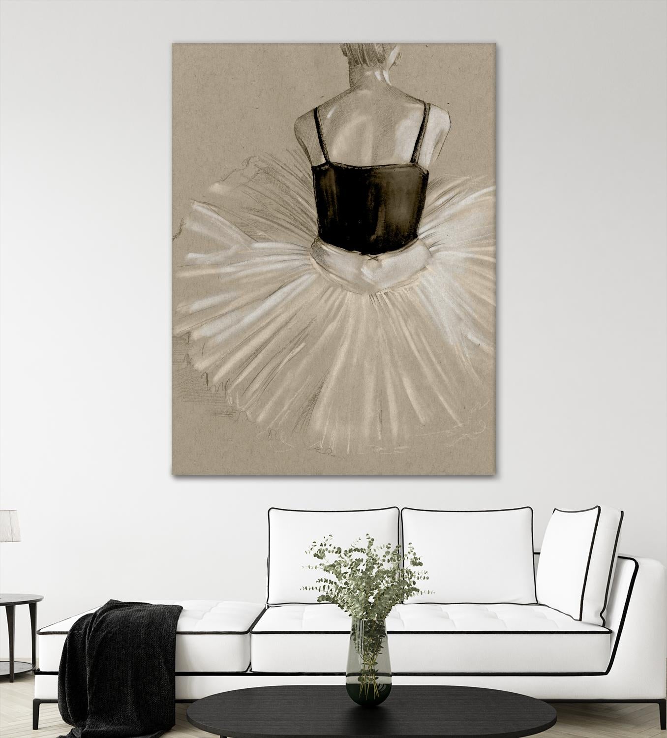 Black Leotard II by Jennifer Paxton Parker on GIANT ART - beige black & white ballerina
