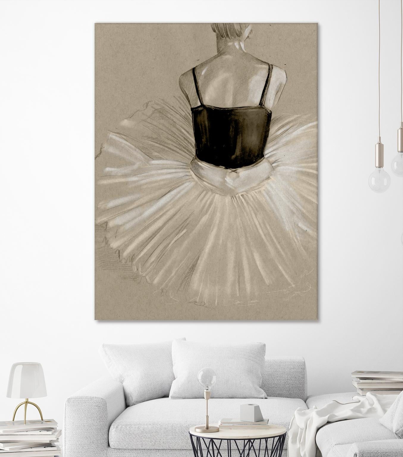 Black Leotard II by Jennifer Paxton Parker on GIANT ART - beige black & white ballerina