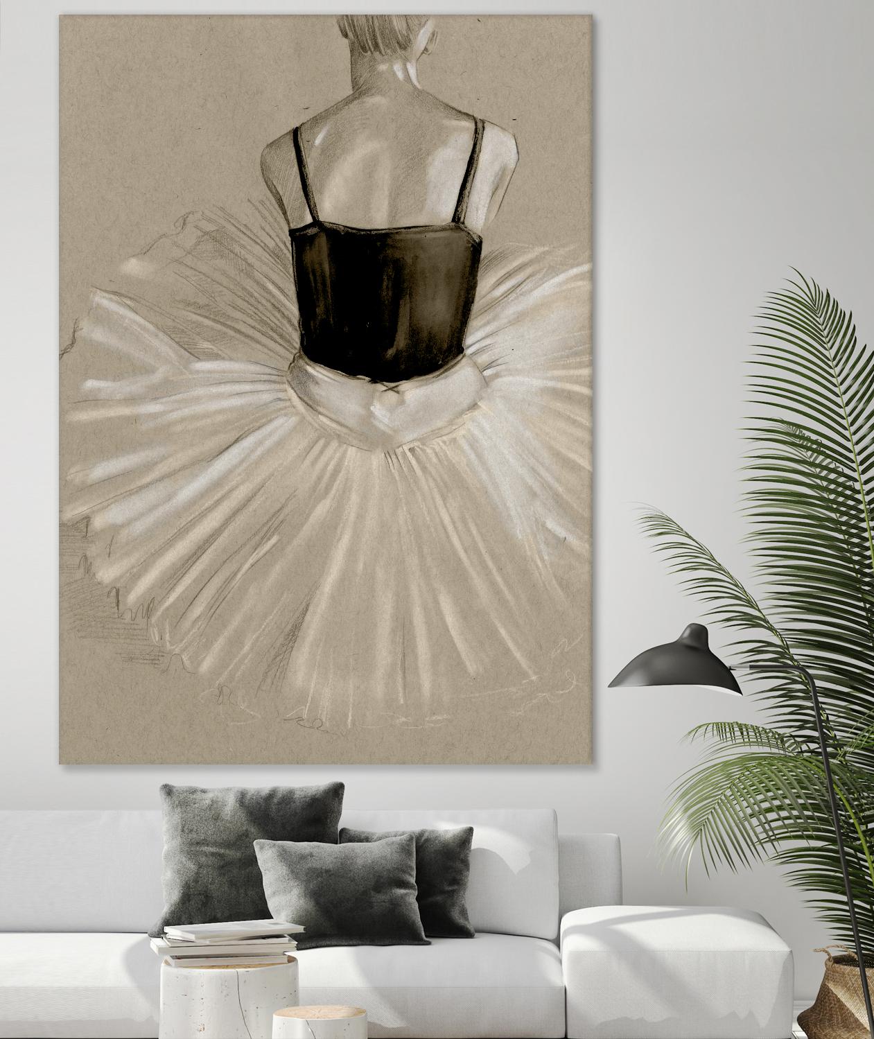 Black Leotard II by Jennifer Paxton Parker on GIANT ART - beige black & white ballerina