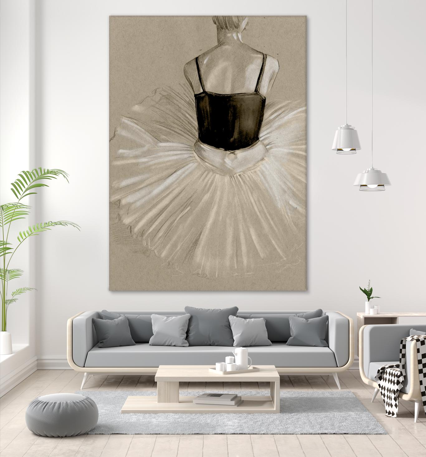 Black Leotard II by Jennifer Paxton Parker on GIANT ART - beige black & white ballerina