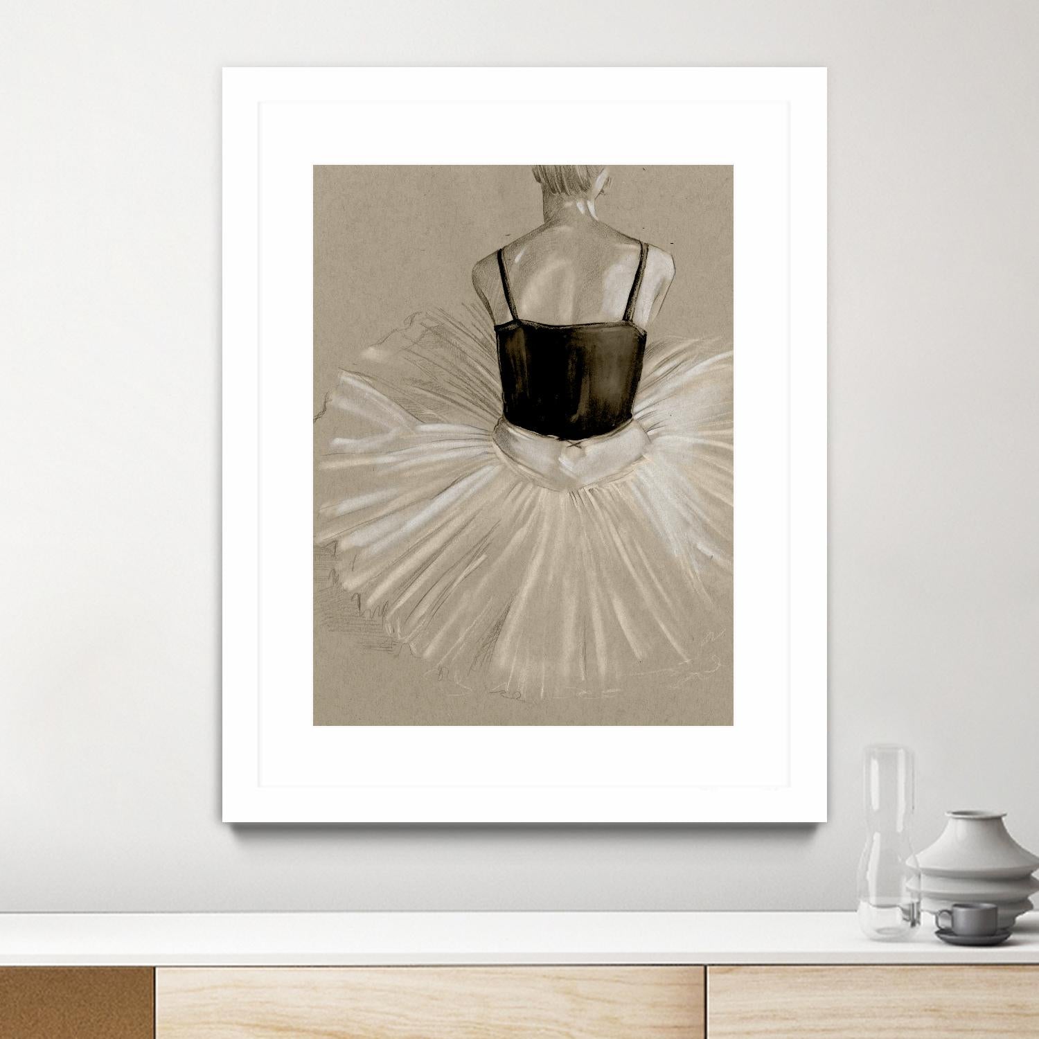Black Leotard II by Jennifer Paxton Parker on GIANT ART - beige black & white ballerina