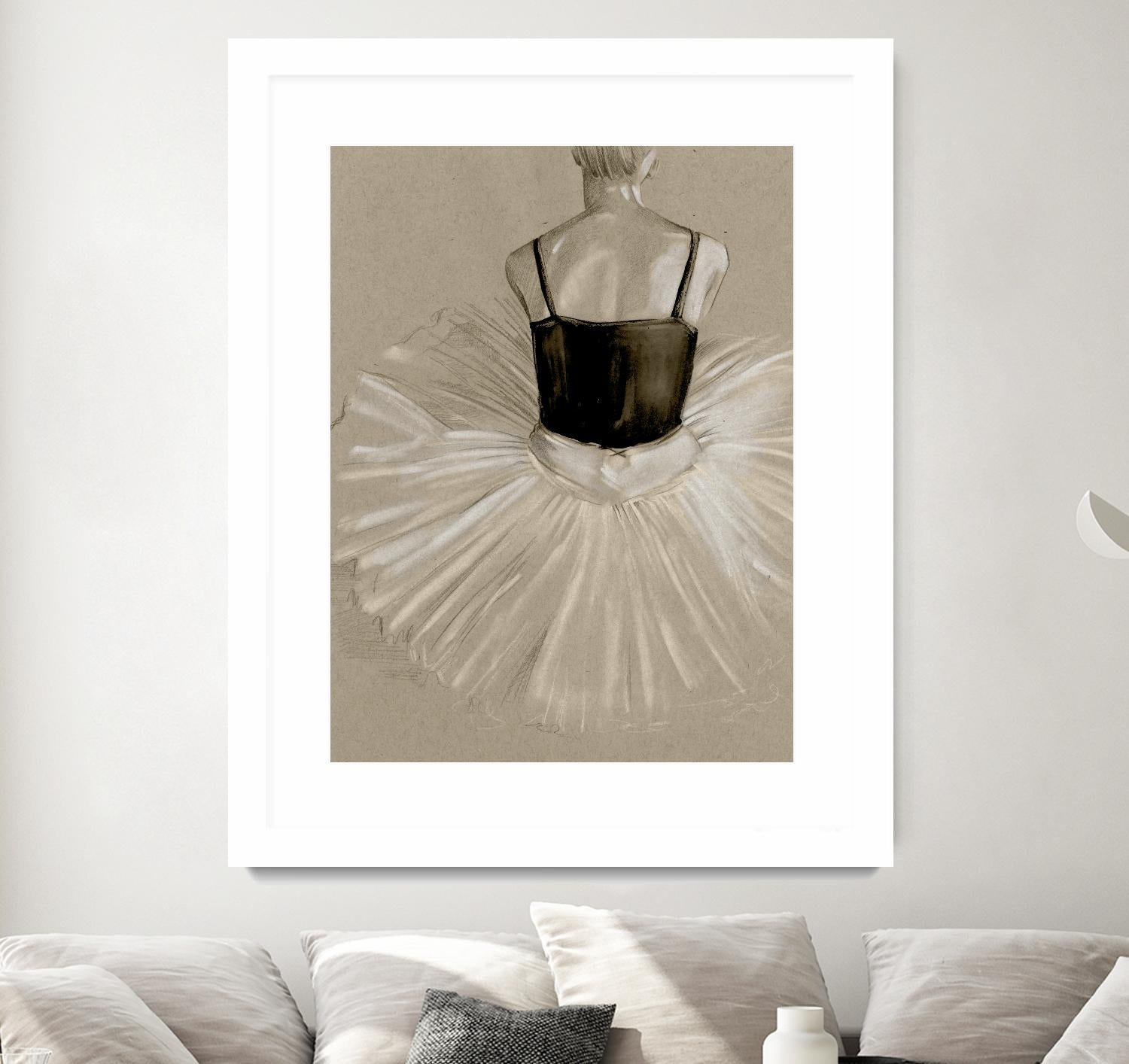 Black Leotard II by Jennifer Paxton Parker on GIANT ART - beige black & white ballerina