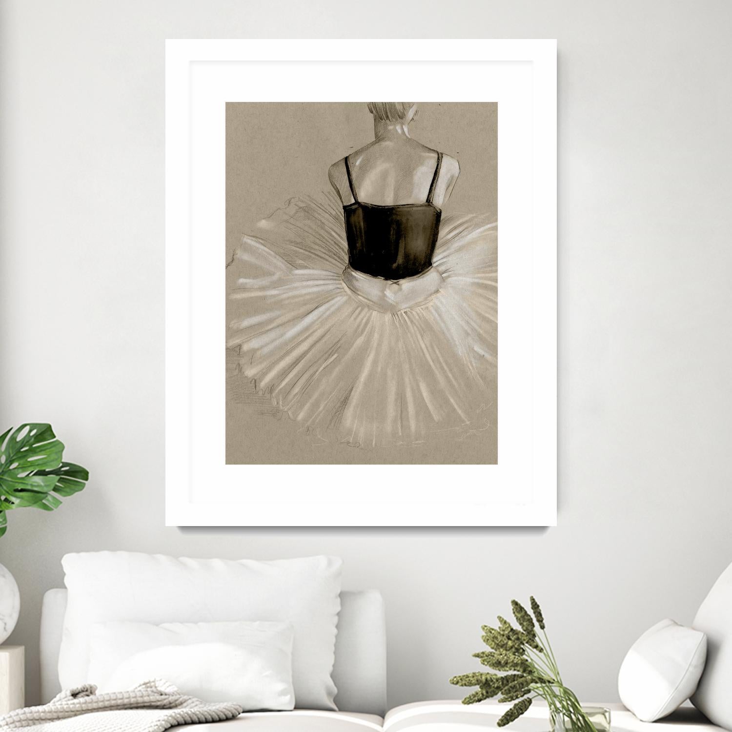 Black Leotard II by Jennifer Paxton Parker on GIANT ART - beige black & white ballerina