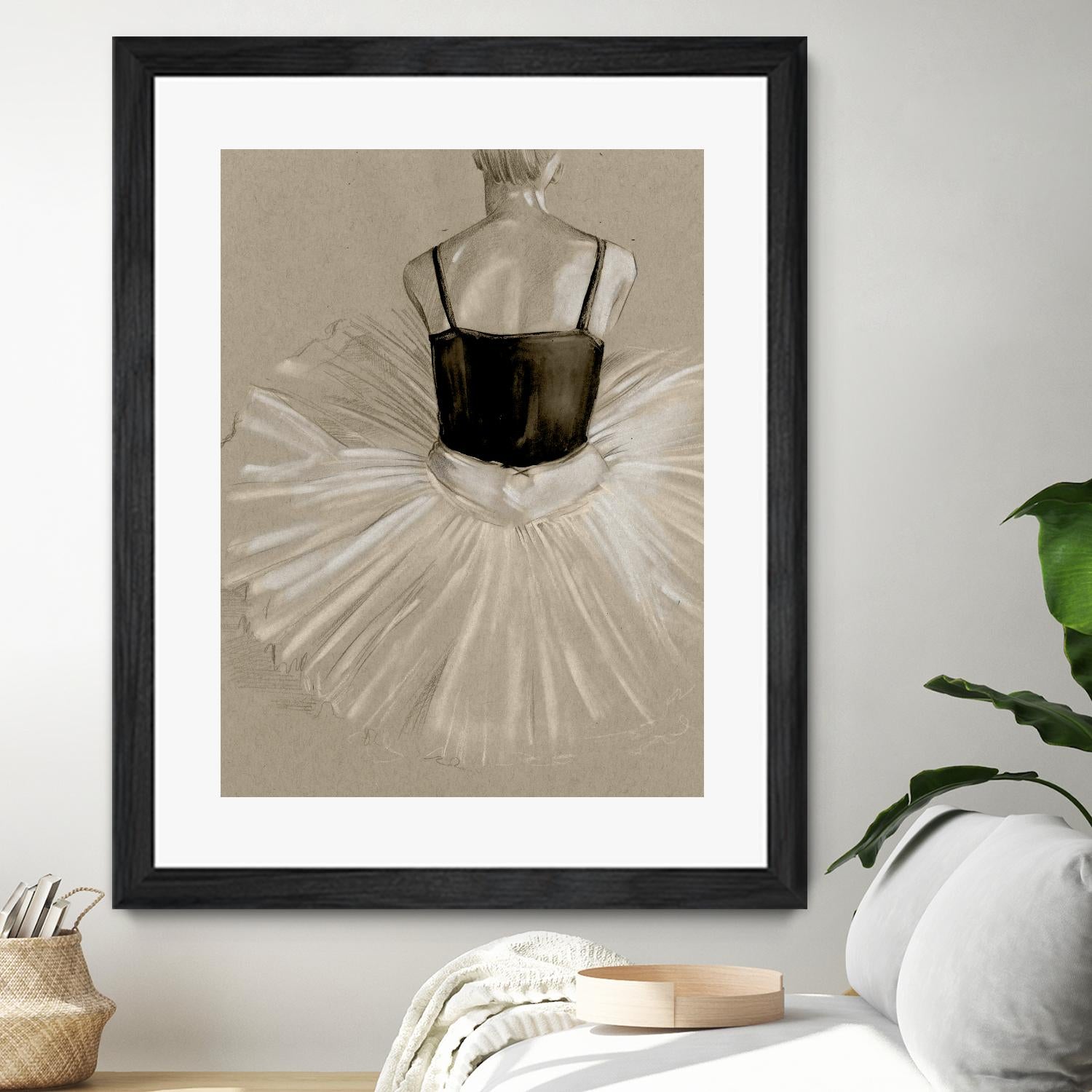 Black Leotard II by Jennifer Paxton Parker on GIANT ART - beige black & white ballerina