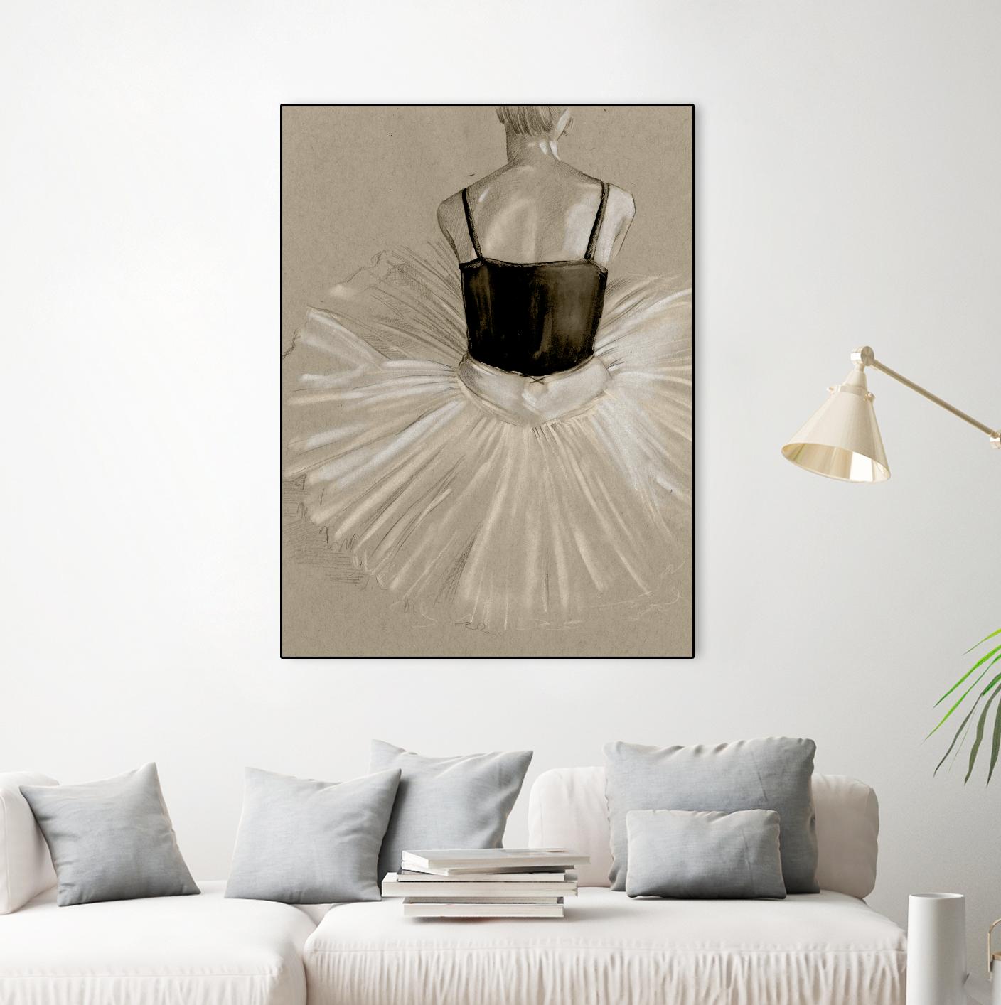 Black Leotard II by Jennifer Paxton Parker on GIANT ART - beige black & white ballerina