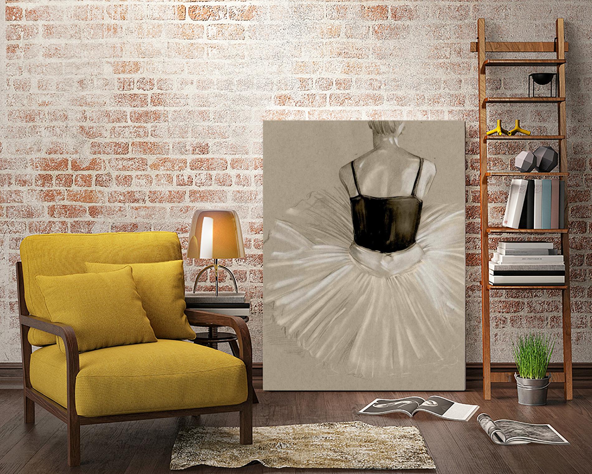 Black Leotard II by Jennifer Paxton Parker on GIANT ART - beige black & white ballerina