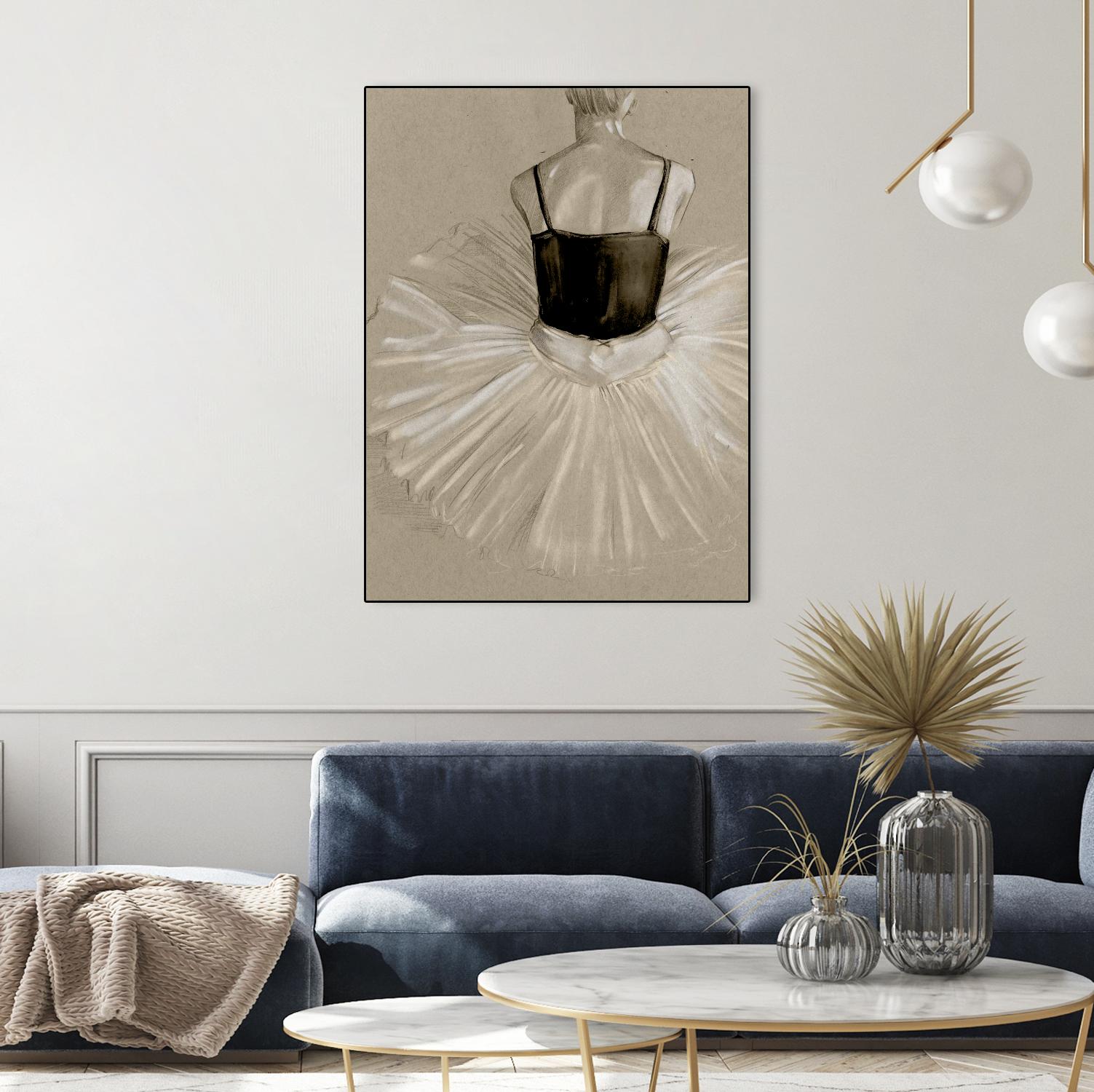 Black Leotard II by Jennifer Paxton Parker on GIANT ART - beige black & white ballerina