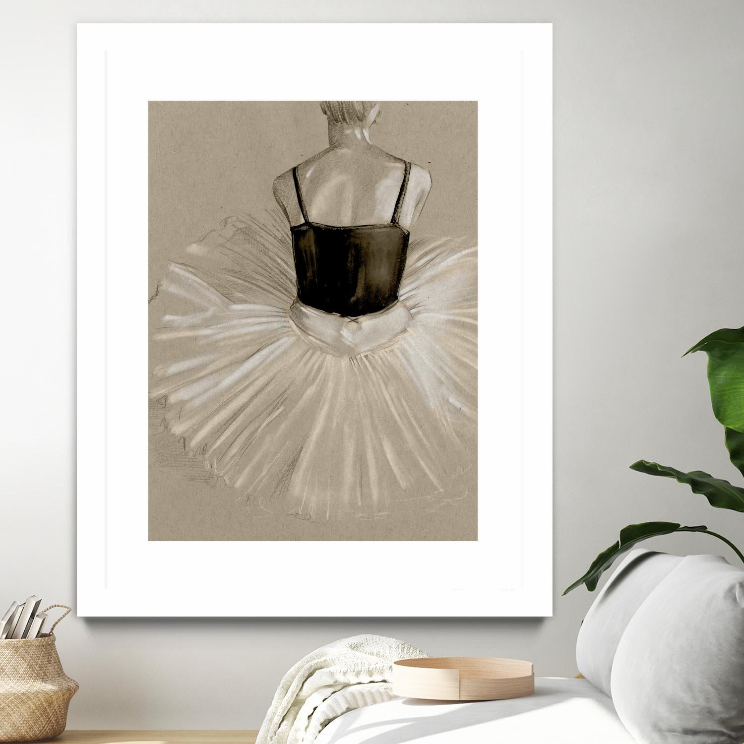 Black Leotard II by Jennifer Paxton Parker on GIANT ART - beige black & white ballerina