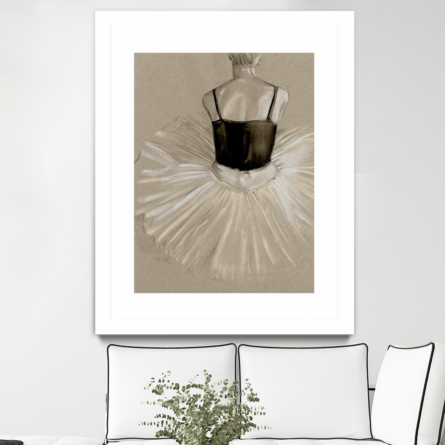 Black Leotard II by Jennifer Paxton Parker on GIANT ART - beige black & white ballerina