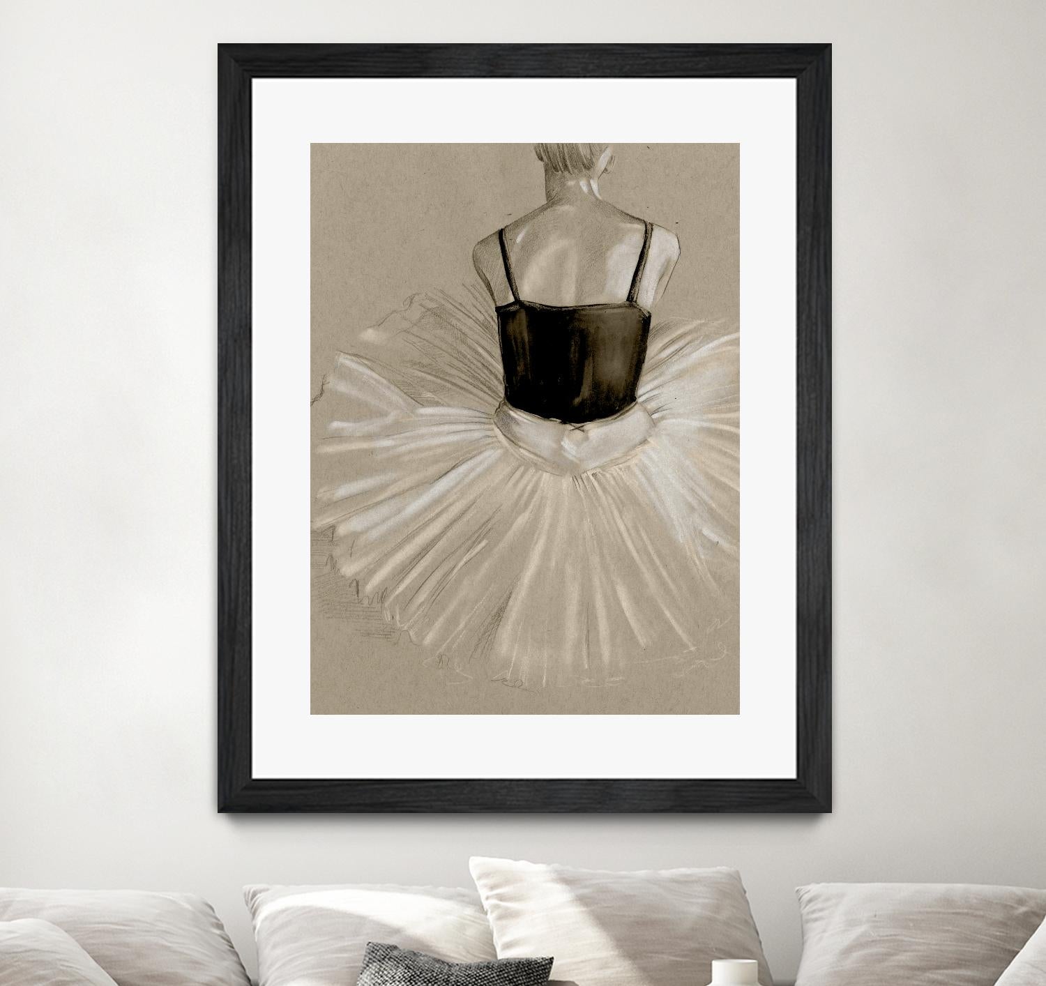 Black Leotard II by Jennifer Paxton Parker on GIANT ART - beige black & white ballerina