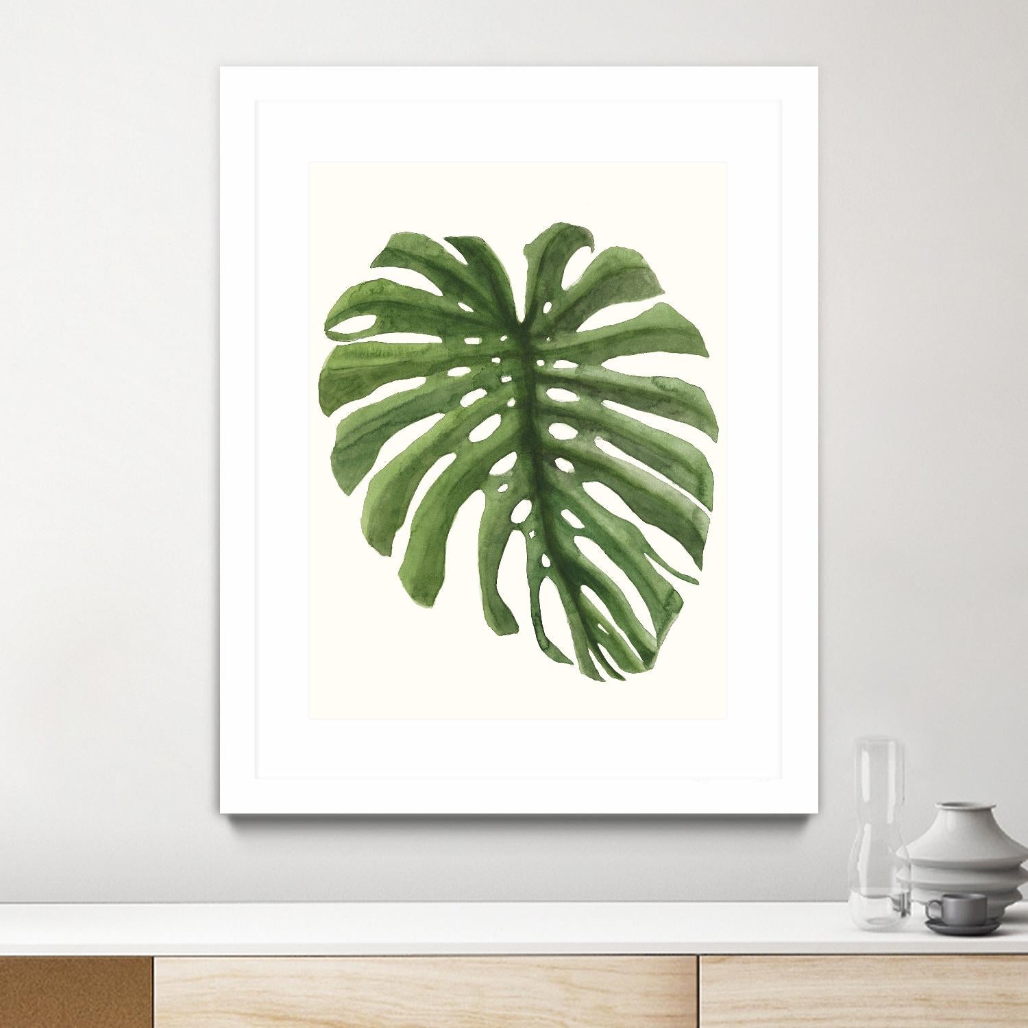 Tropical Breeze Leaves I by Naomi McCavitt on GIANT ART - green coastal & tropical greenery