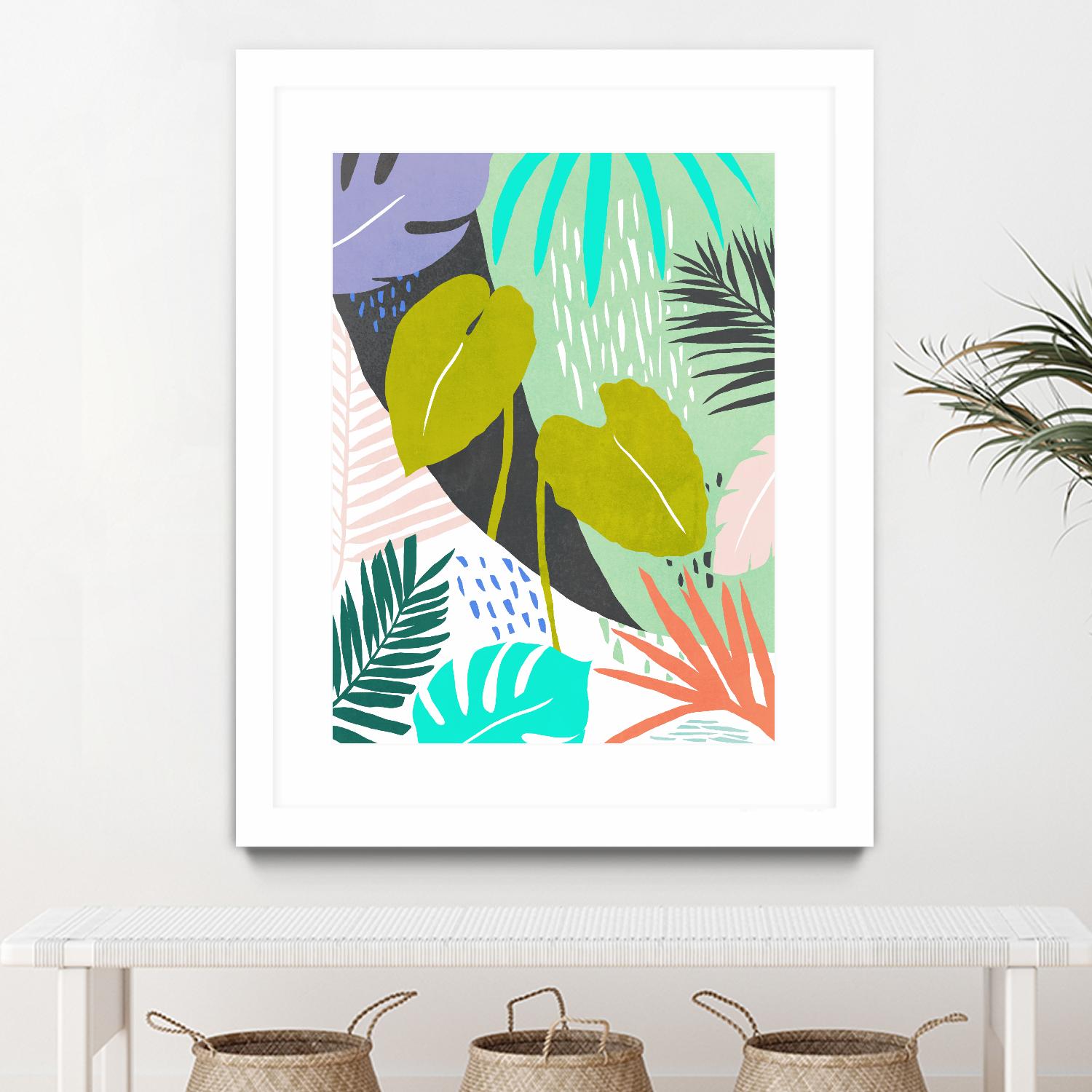 Jazzy Jungle I by Annie Warren on GIANT ART - orange coastal & tropical leaves