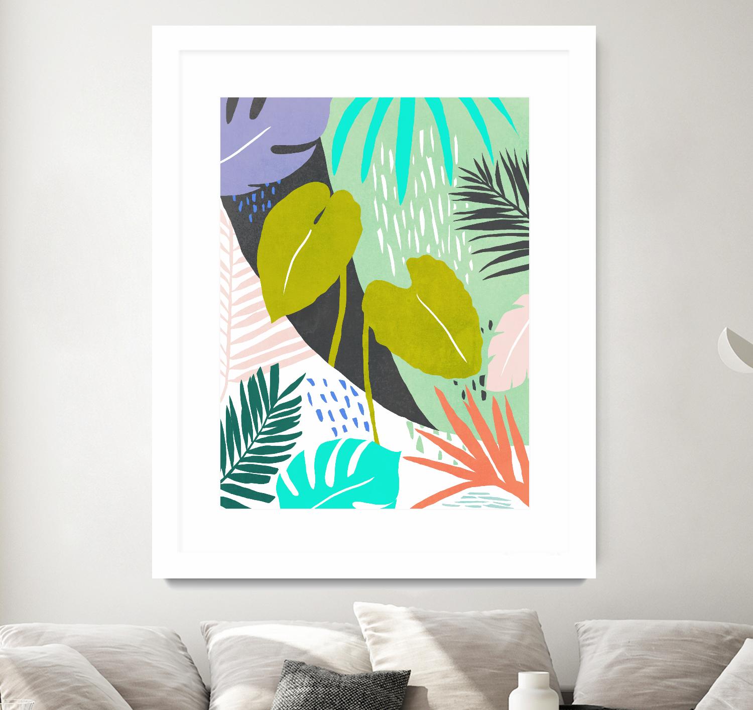 Jazzy Jungle I by Annie Warren on GIANT ART - orange coastal & tropical leaves