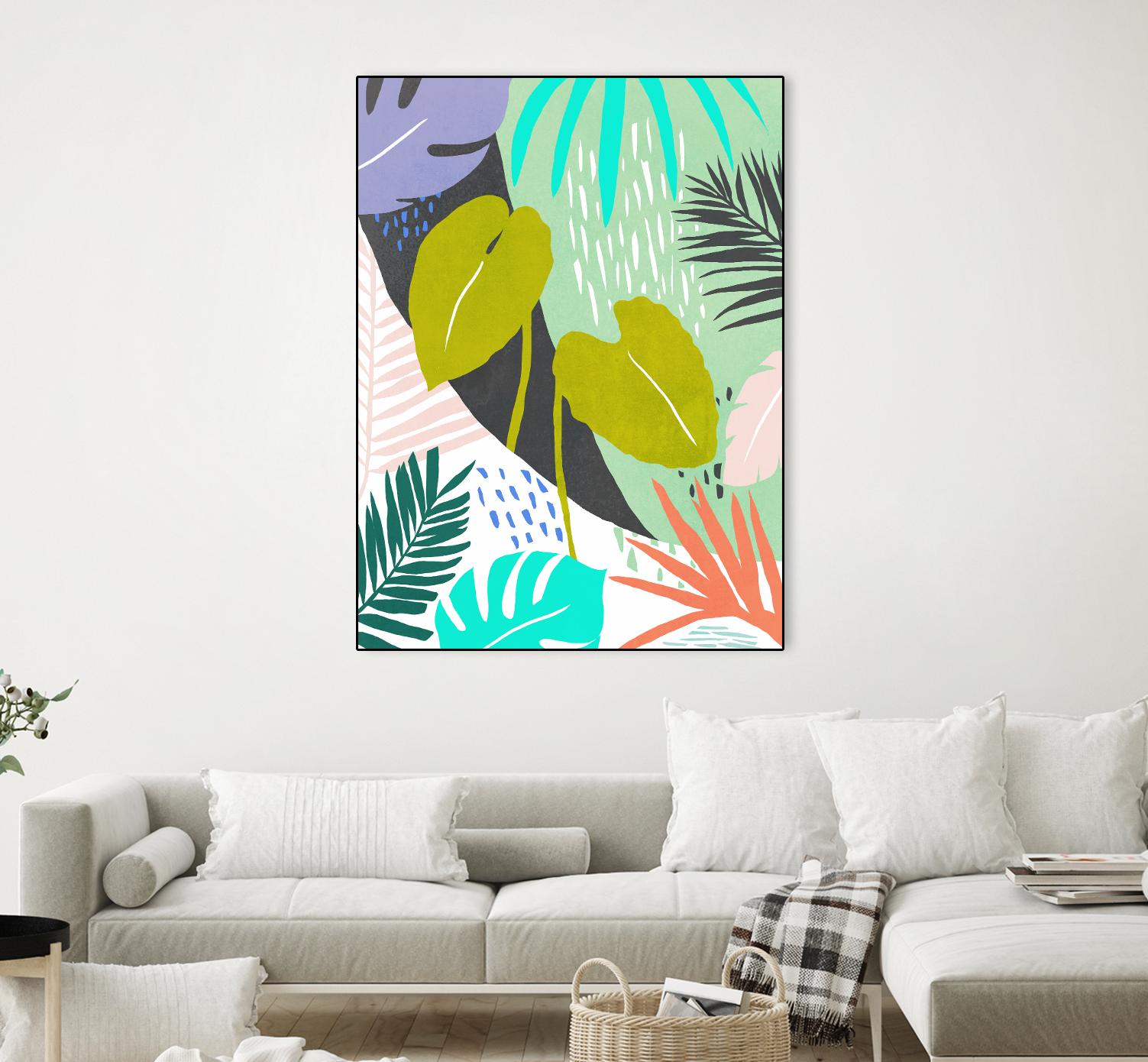 Jazzy Jungle I by Annie Warren on GIANT ART - orange coastal & tropical leaves