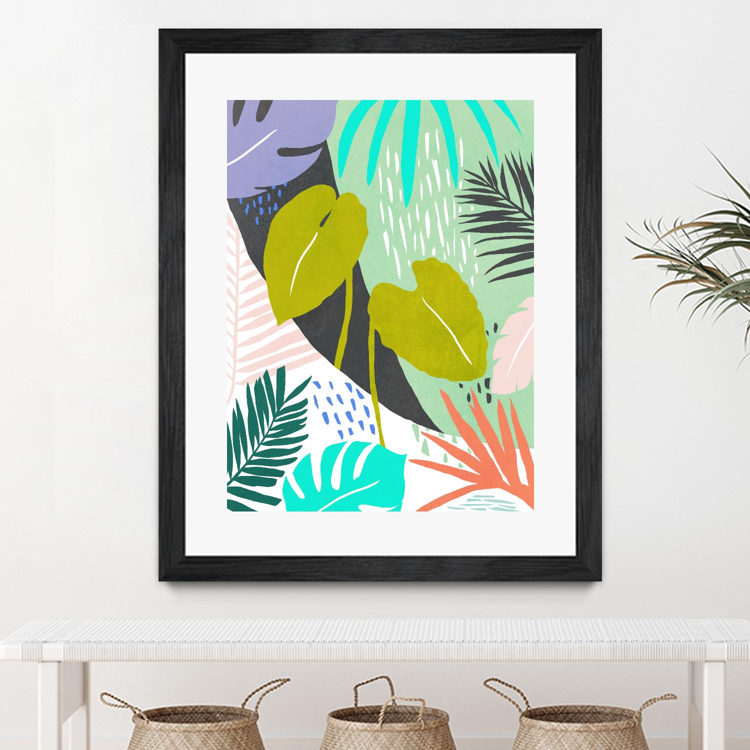 Jazzy Jungle I by Annie Warren on GIANT ART - orange coastal & tropical leaves