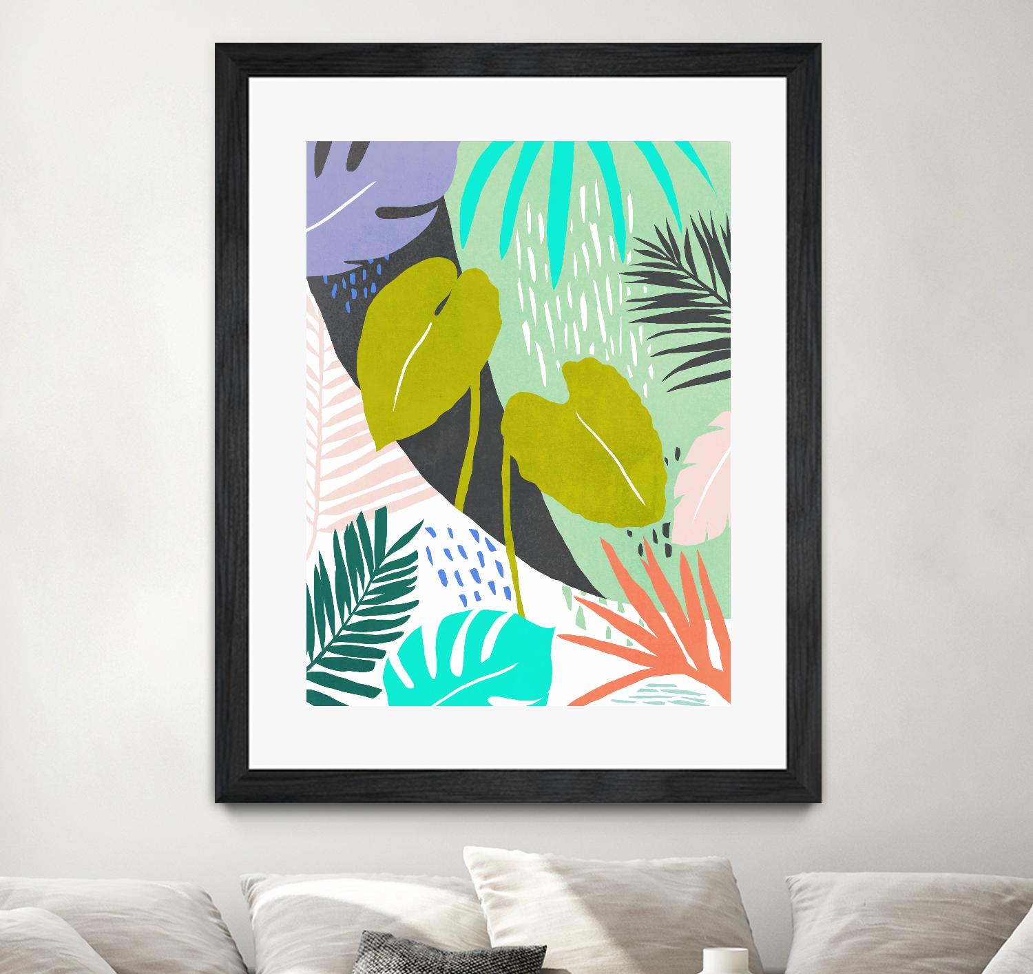 Jazzy Jungle I by Annie Warren on GIANT ART - orange coastal & tropical leaves