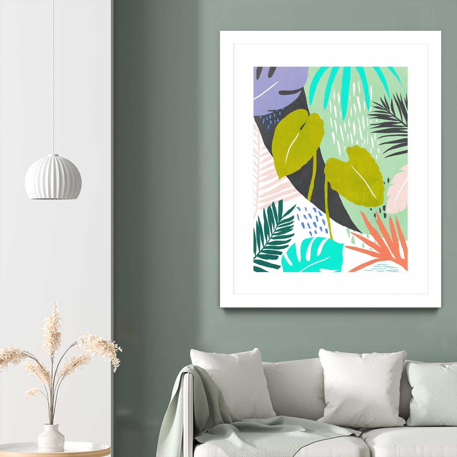 Jazzy Jungle I by Annie Warren on GIANT ART - orange coastal & tropical leaves