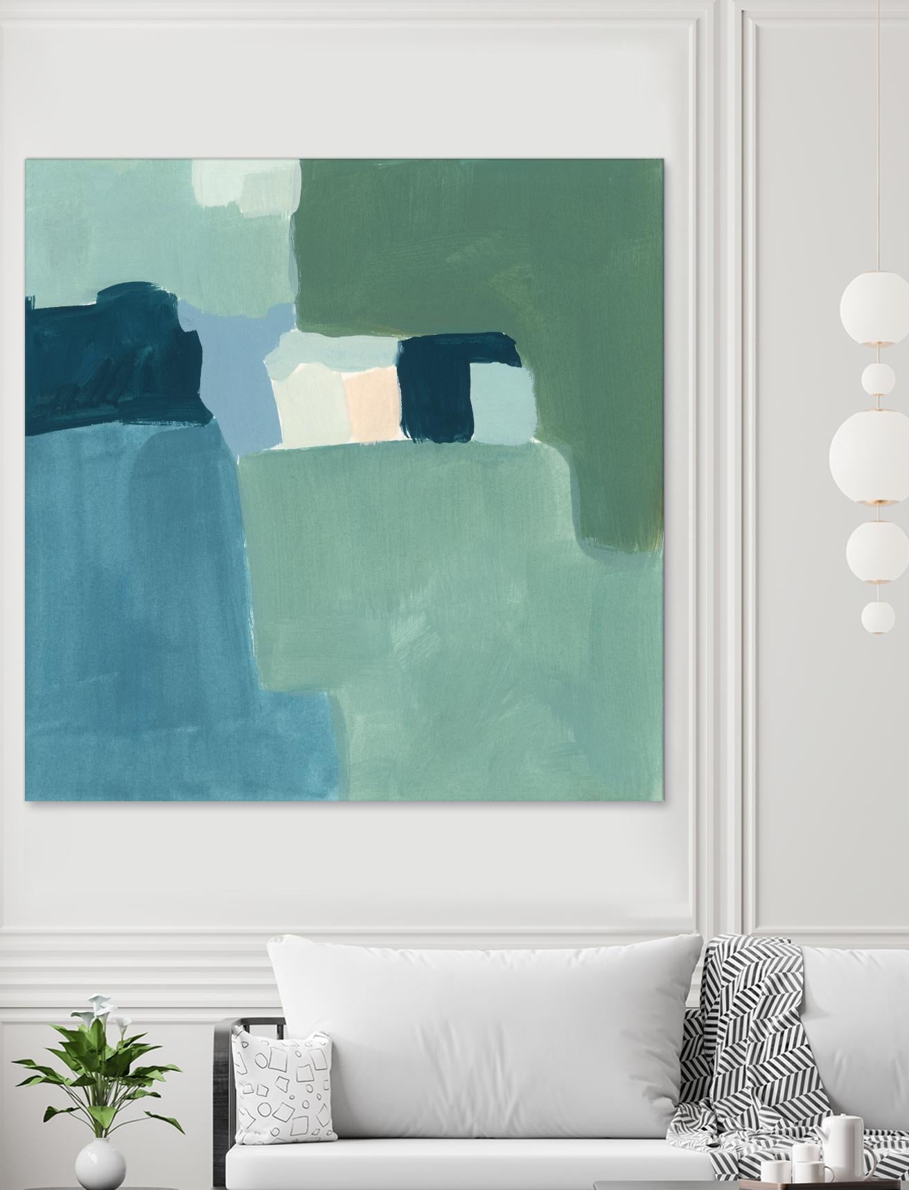 Teal and Sage II by Victoria Barnes on GIANT ART - pink  abstract abstract