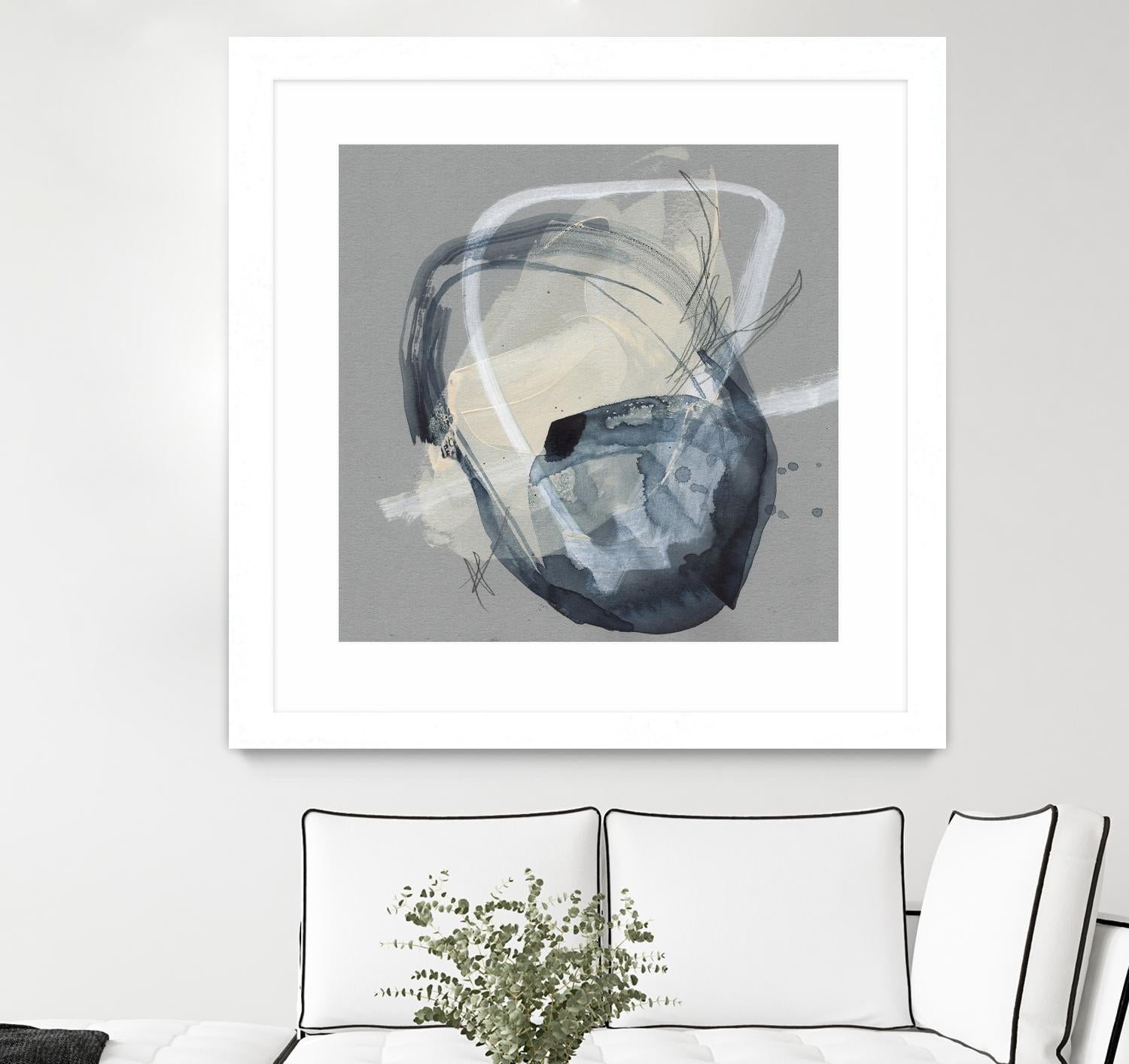 Tandem Loops I by Jennifer Goldberger on GIANT ART - beige watercolour abstract