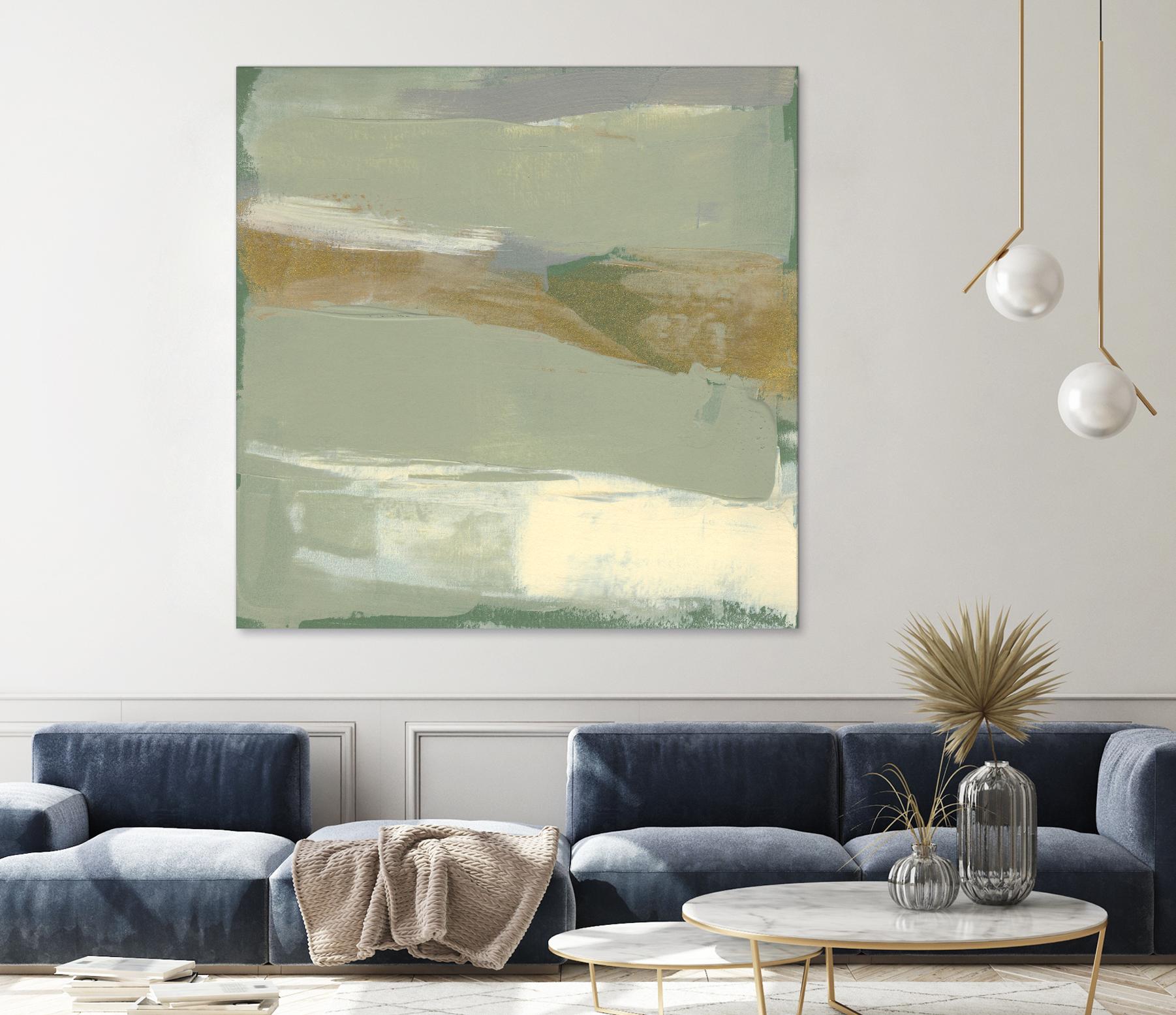 Sage & Gold Swipe III by Jennifer Goldberger on GIANT ART - green abstract abstract