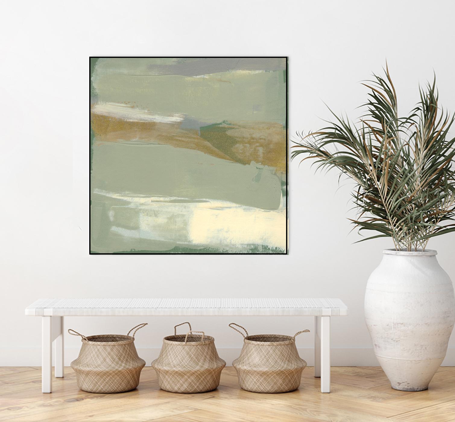Sage & Gold Swipe III by Jennifer Goldberger on GIANT ART - green abstract abstract