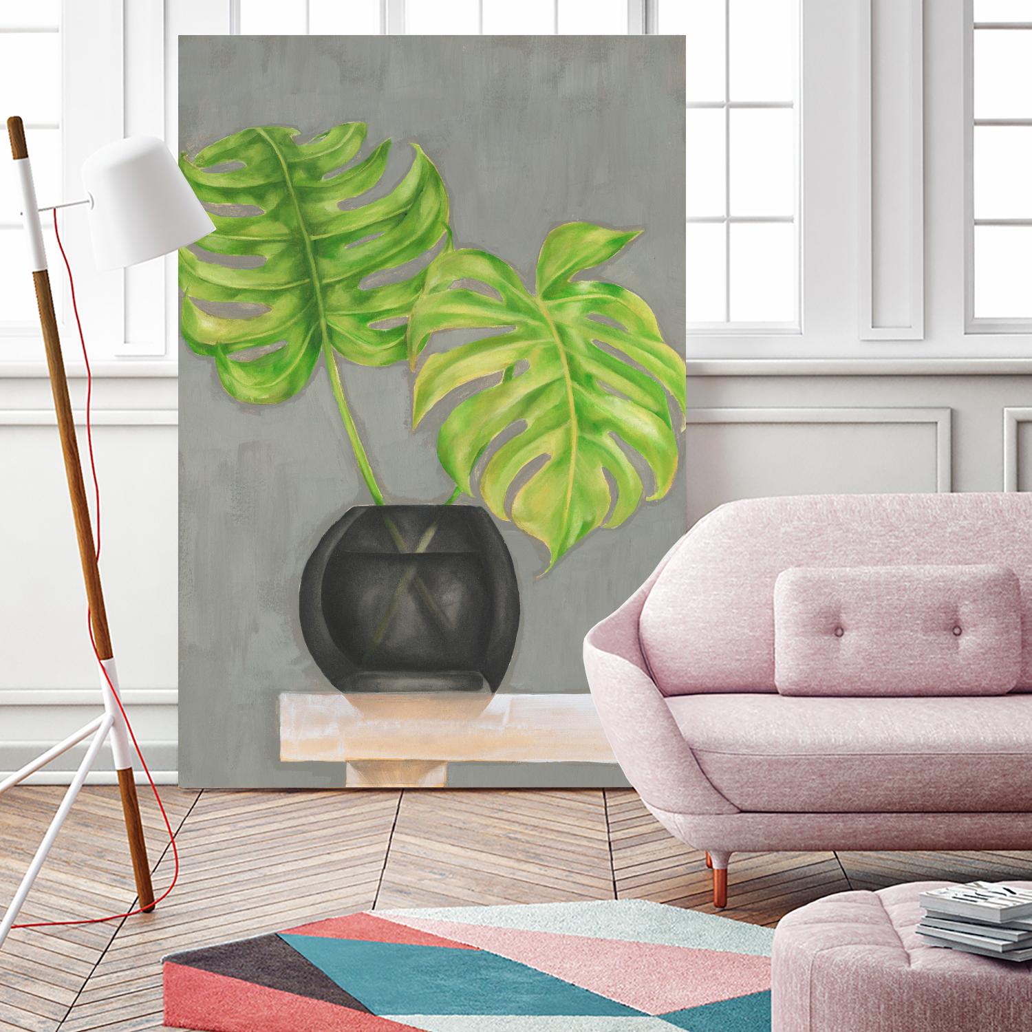 Frond in Vase I by Jennifer Goldberger on GIANT ART - beige botanicals plant