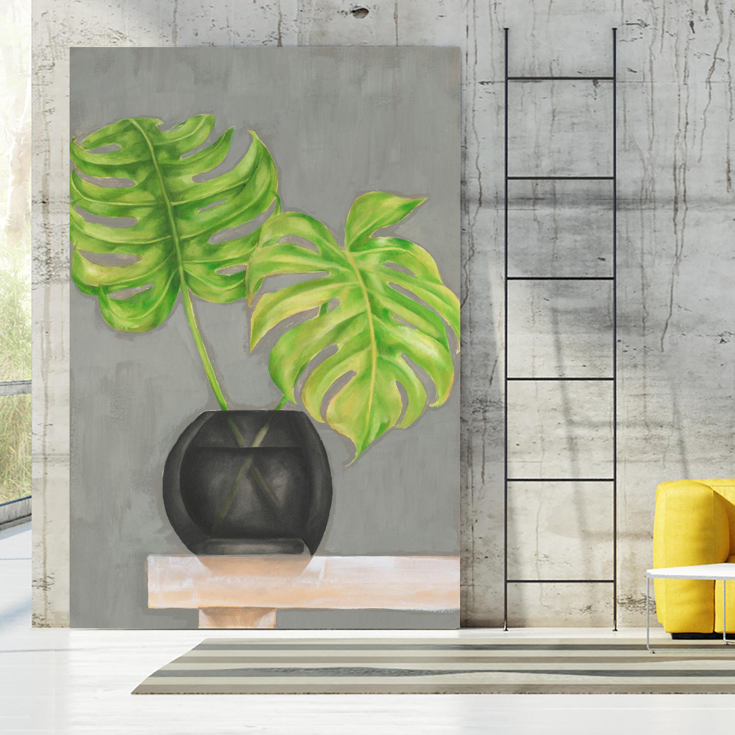 Frond in Vase I by Jennifer Goldberger on GIANT ART - beige botanicals plant