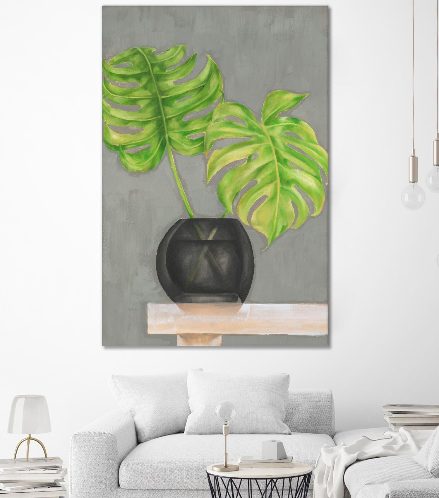 Frond in Vase I by Jennifer Goldberger on GIANT ART - beige botanicals plant