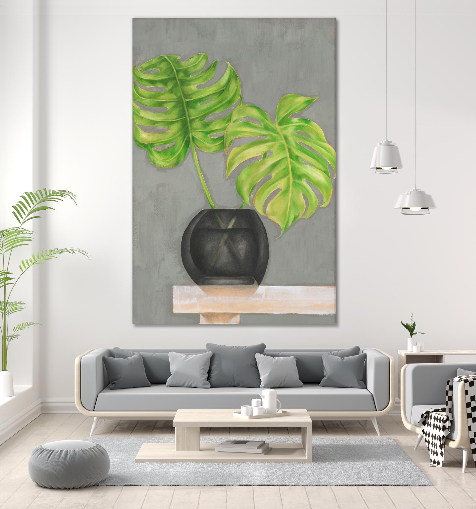 Frond in Vase I by Jennifer Goldberger on GIANT ART - beige botanicals plant