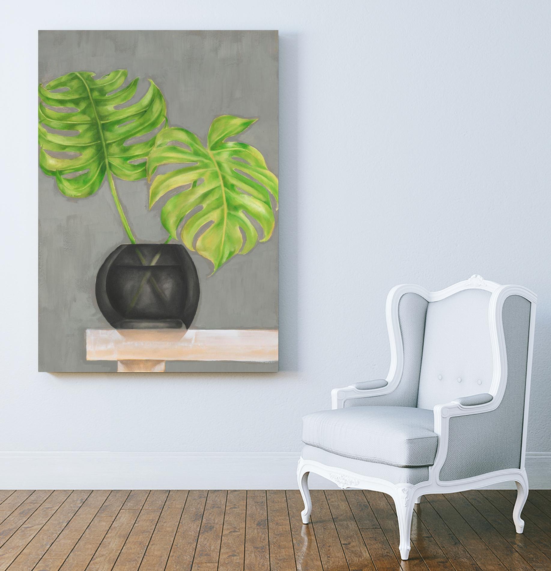 Frond in Vase I by Jennifer Goldberger on GIANT ART - beige botanicals plant