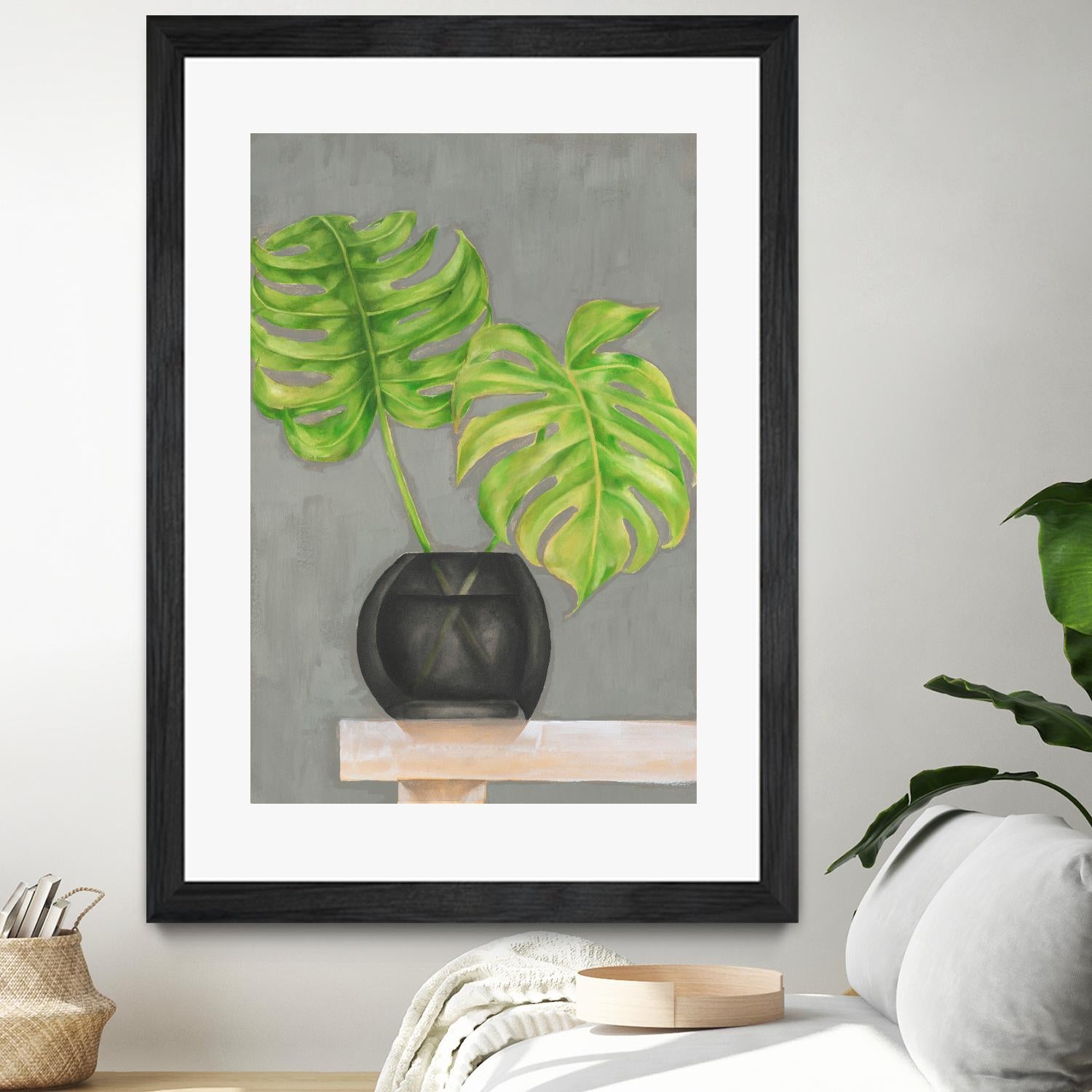 Frond in Vase I by Jennifer Goldberger on GIANT ART - beige botanicals plant