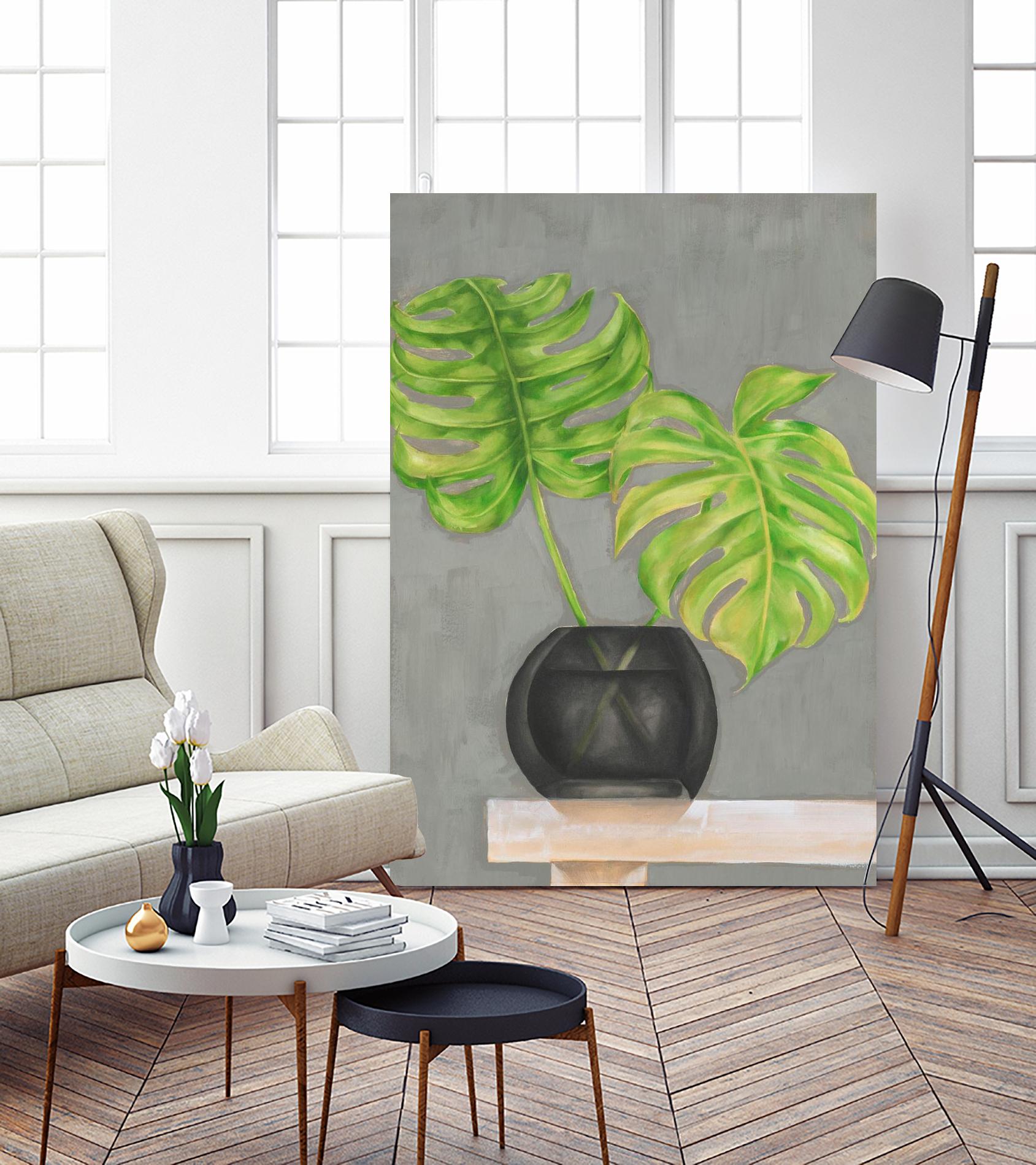 Frond in Vase I by Jennifer Goldberger on GIANT ART - beige botanicals plant