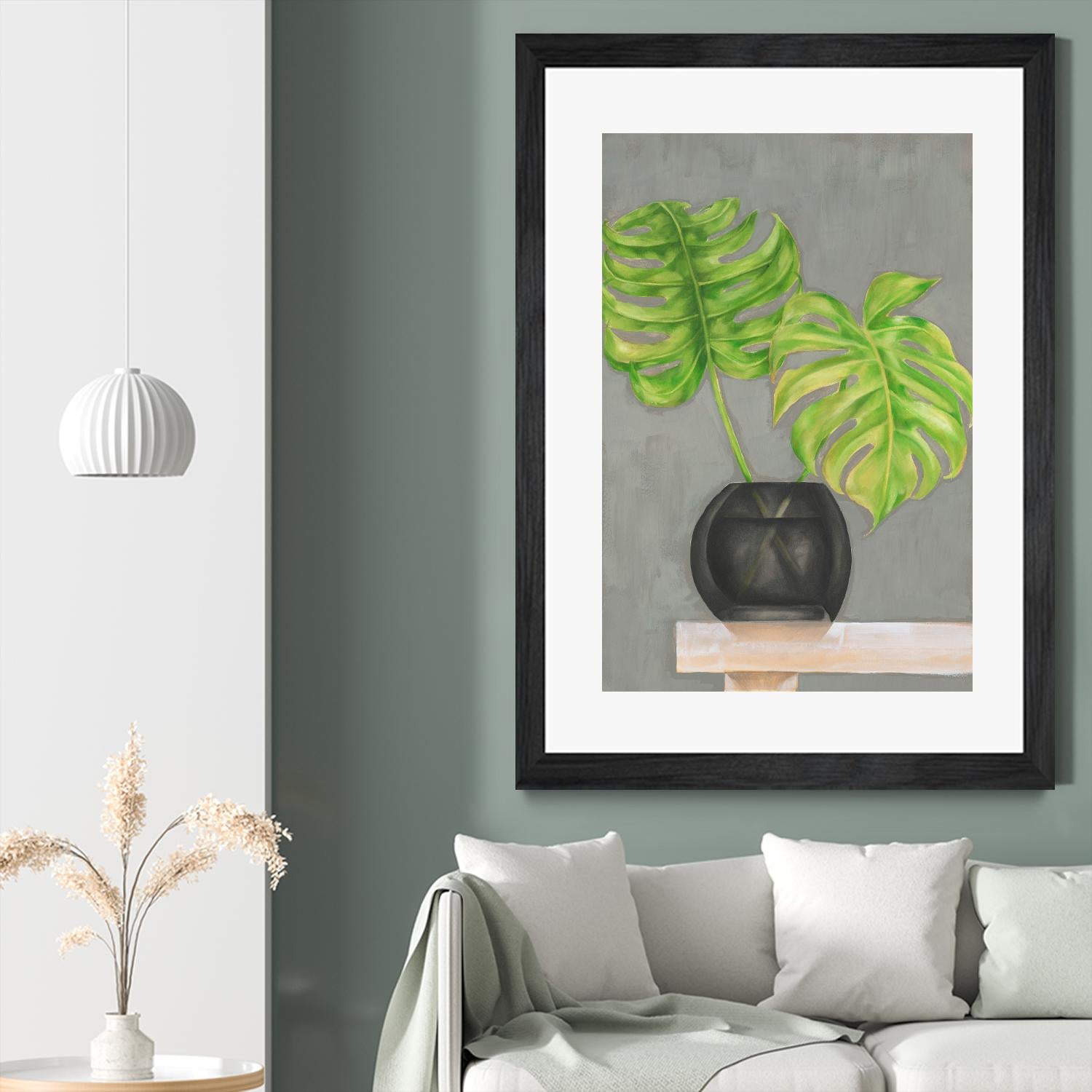 Frond in Vase I by Jennifer Goldberger on GIANT ART - beige botanicals plant