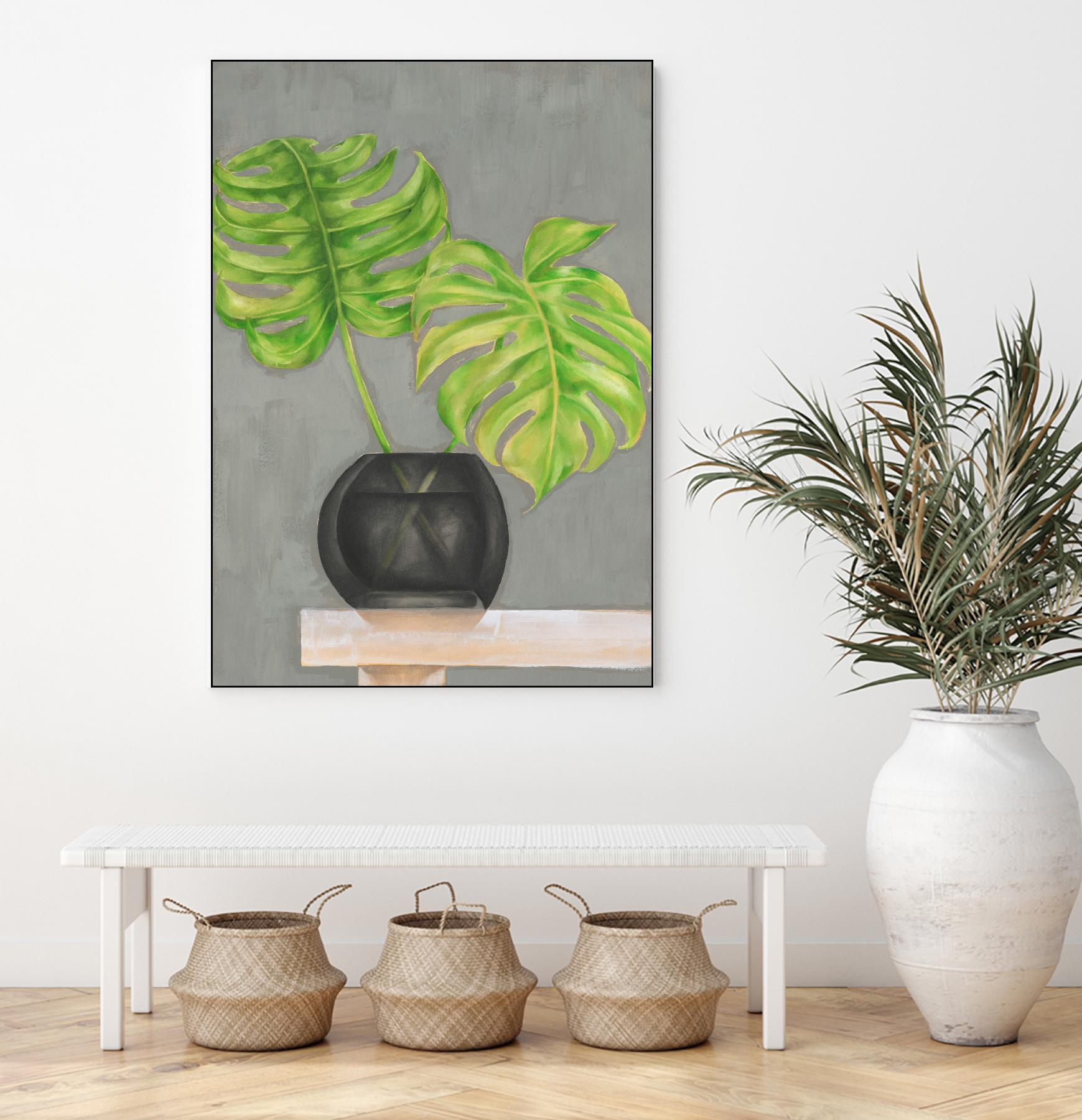 Frond in Vase I by Jennifer Goldberger on GIANT ART - beige botanicals plant
