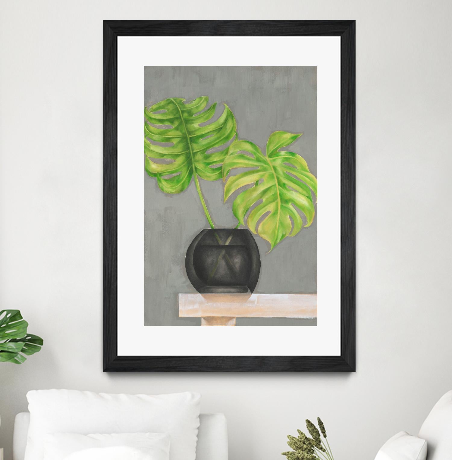 Frond in Vase I by Jennifer Goldberger on GIANT ART - beige botanicals plant