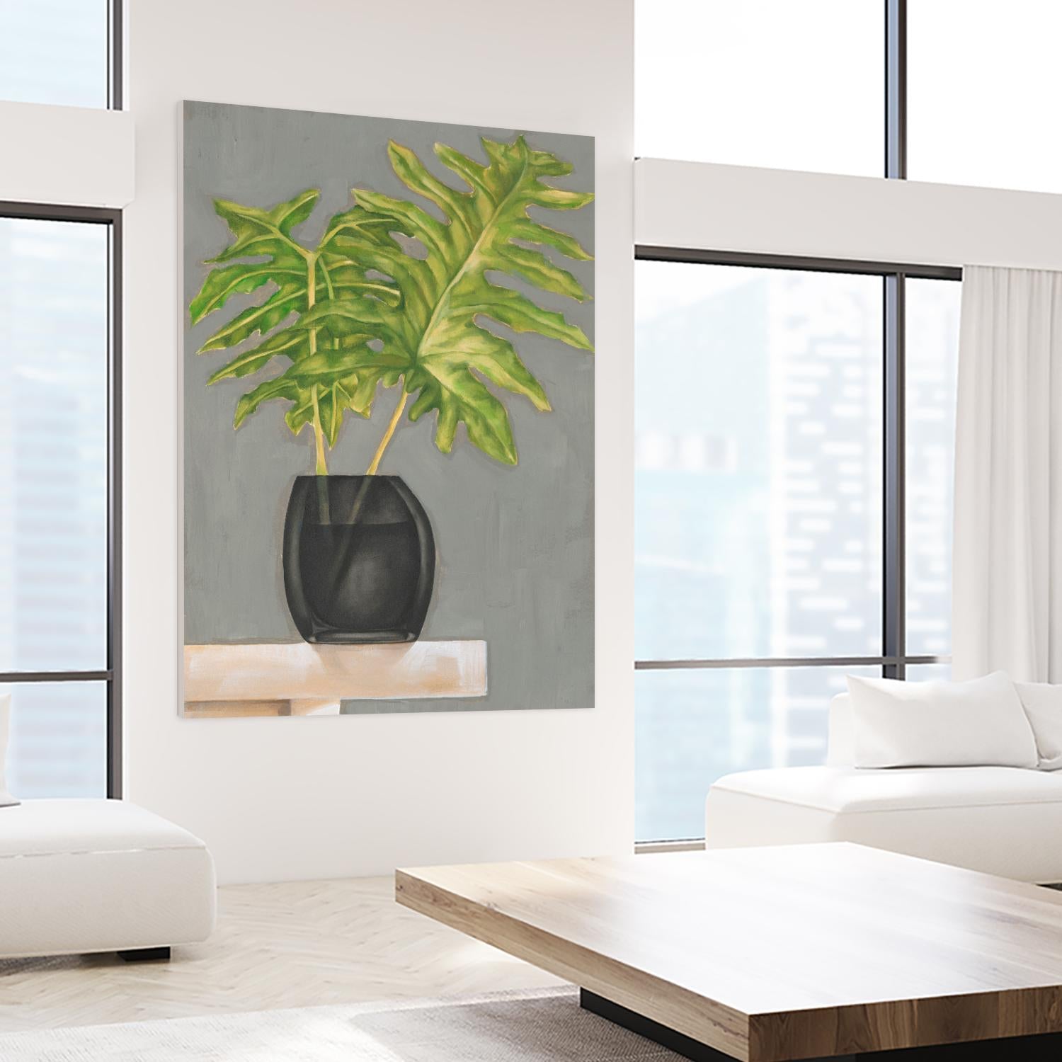 Frond in Vase II by Jennifer Goldberger on GIANT ART - beige botanicals nature