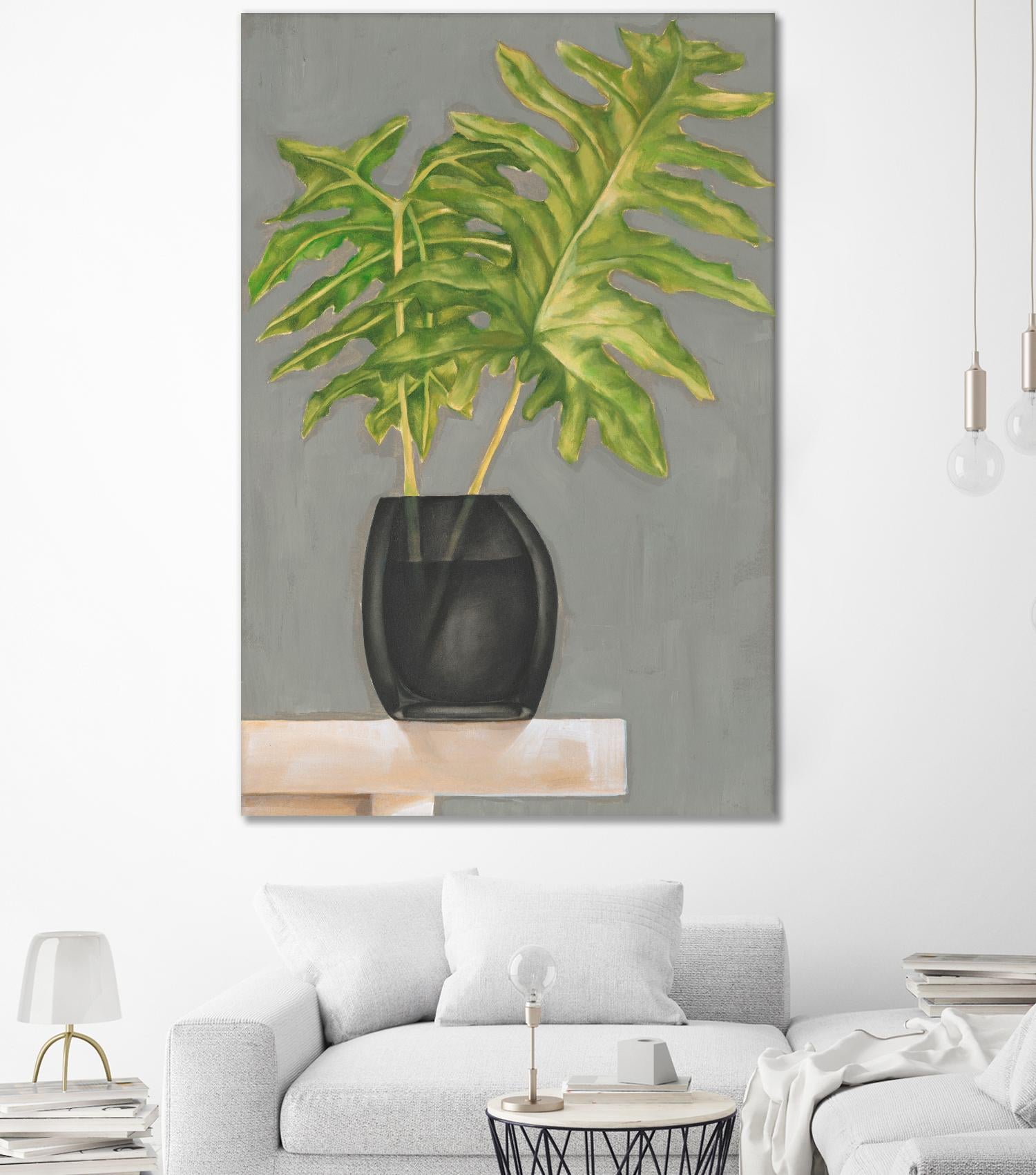 Frond in Vase II by Jennifer Goldberger on GIANT ART - beige botanicals nature