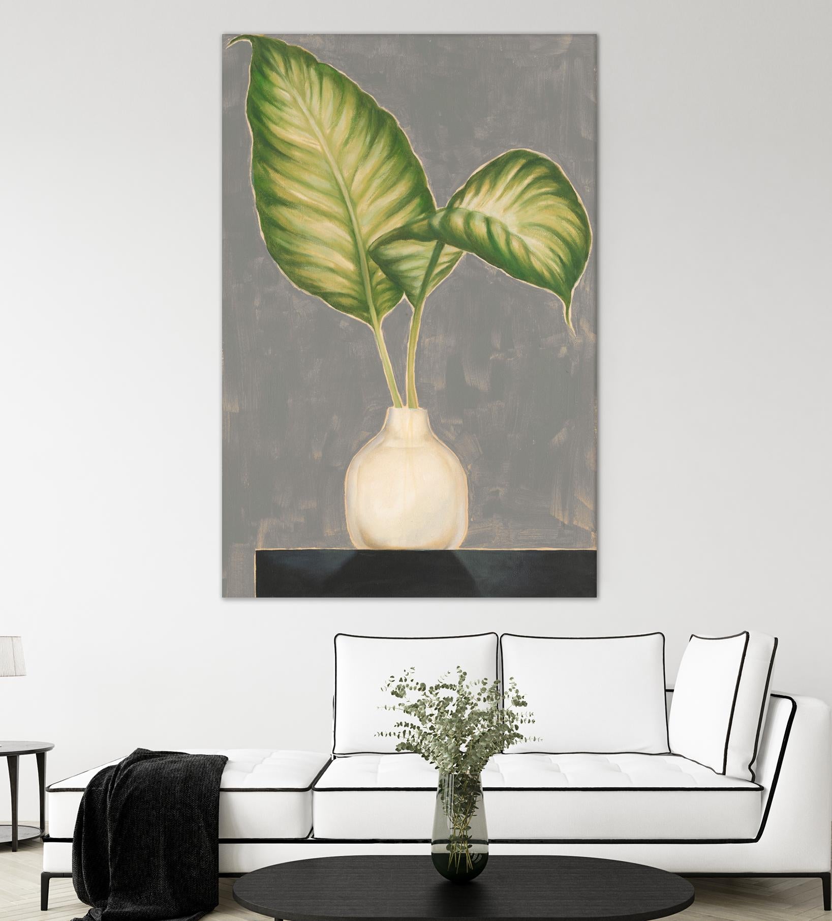 Frond in Vase IV by Jennifer Goldberger on GIANT ART - beige botanicals plant