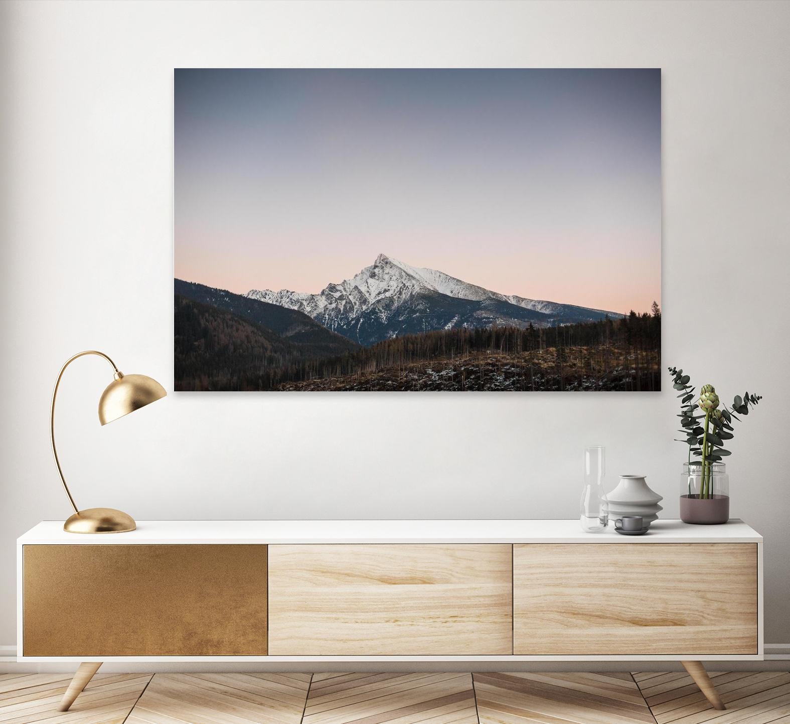 Mountain top by Pexels on GIANT ART - pink landscape