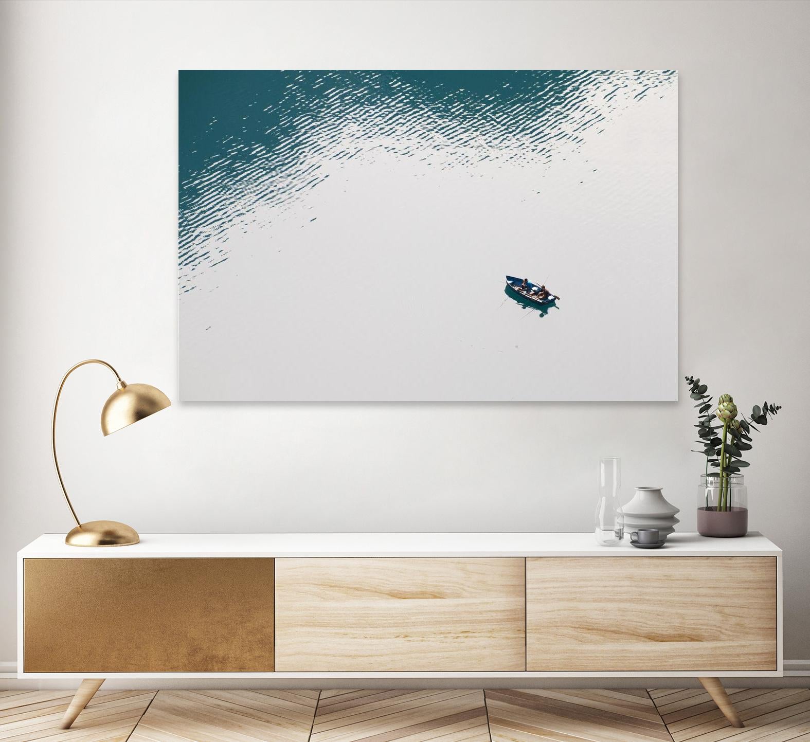 Lonely boat by Pexels on GIANT ART - blue nautical