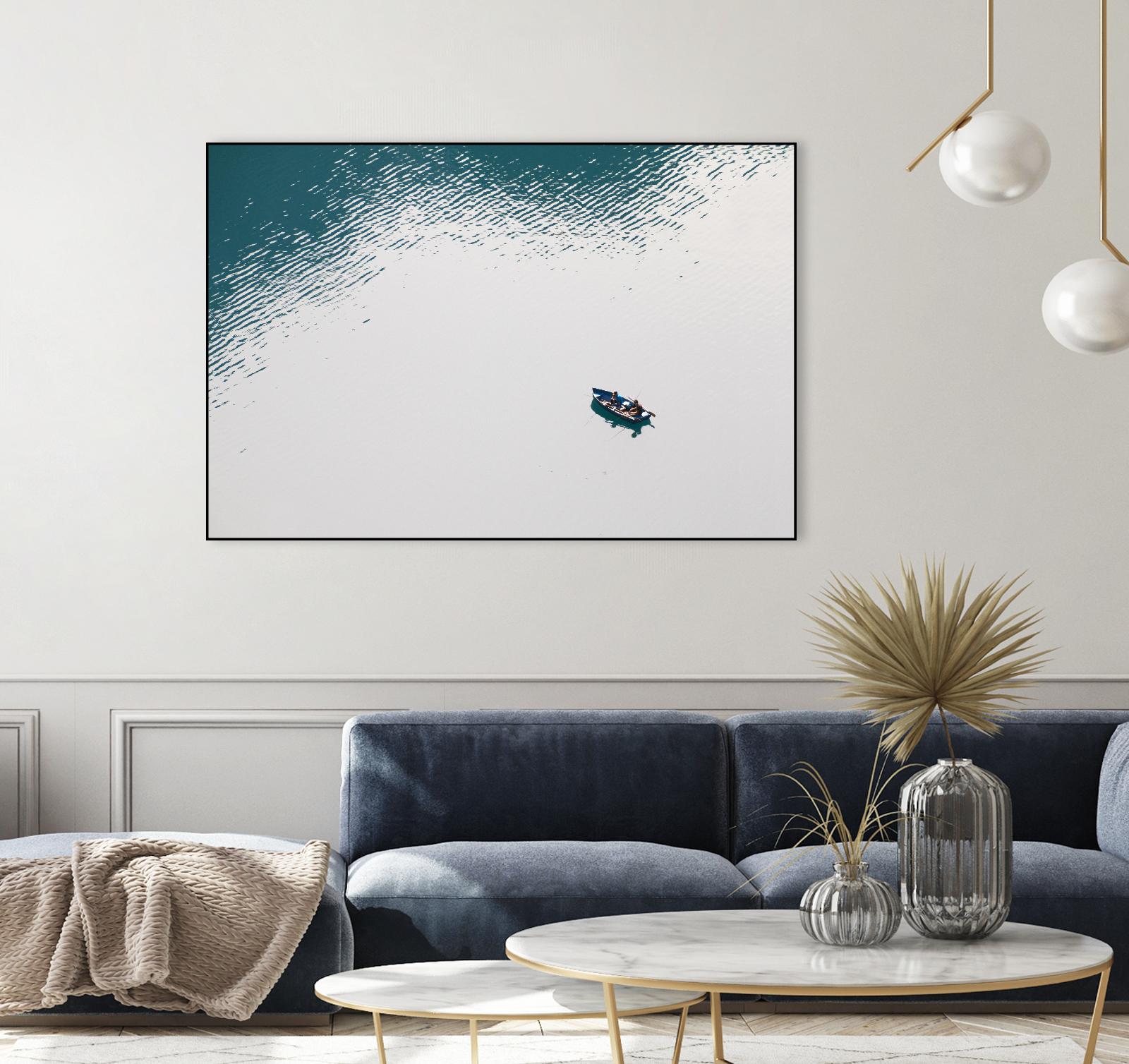 Lonely boat by Pexels on GIANT ART - blue nautical