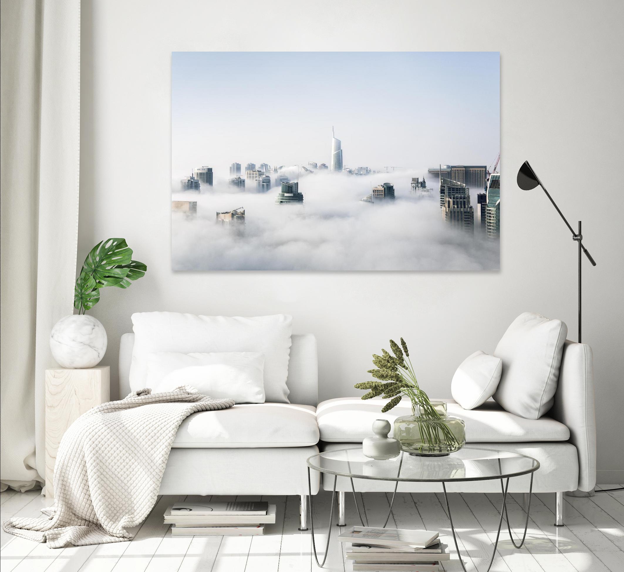 On top of the city by Pexels on GIANT ART - white city scene city above clouds