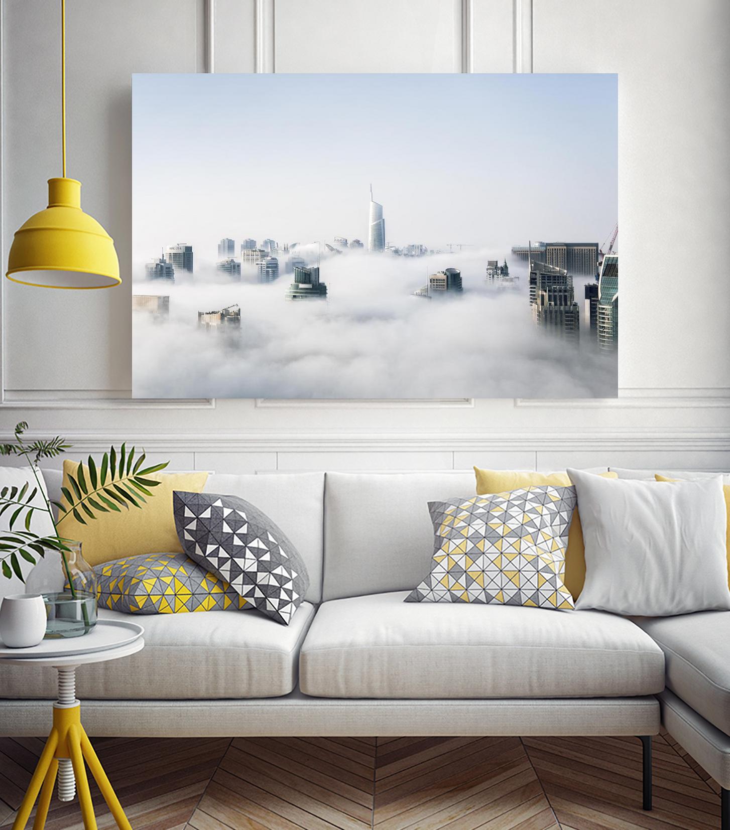 On top of the city by Pexels on GIANT ART - white city scene city above clouds