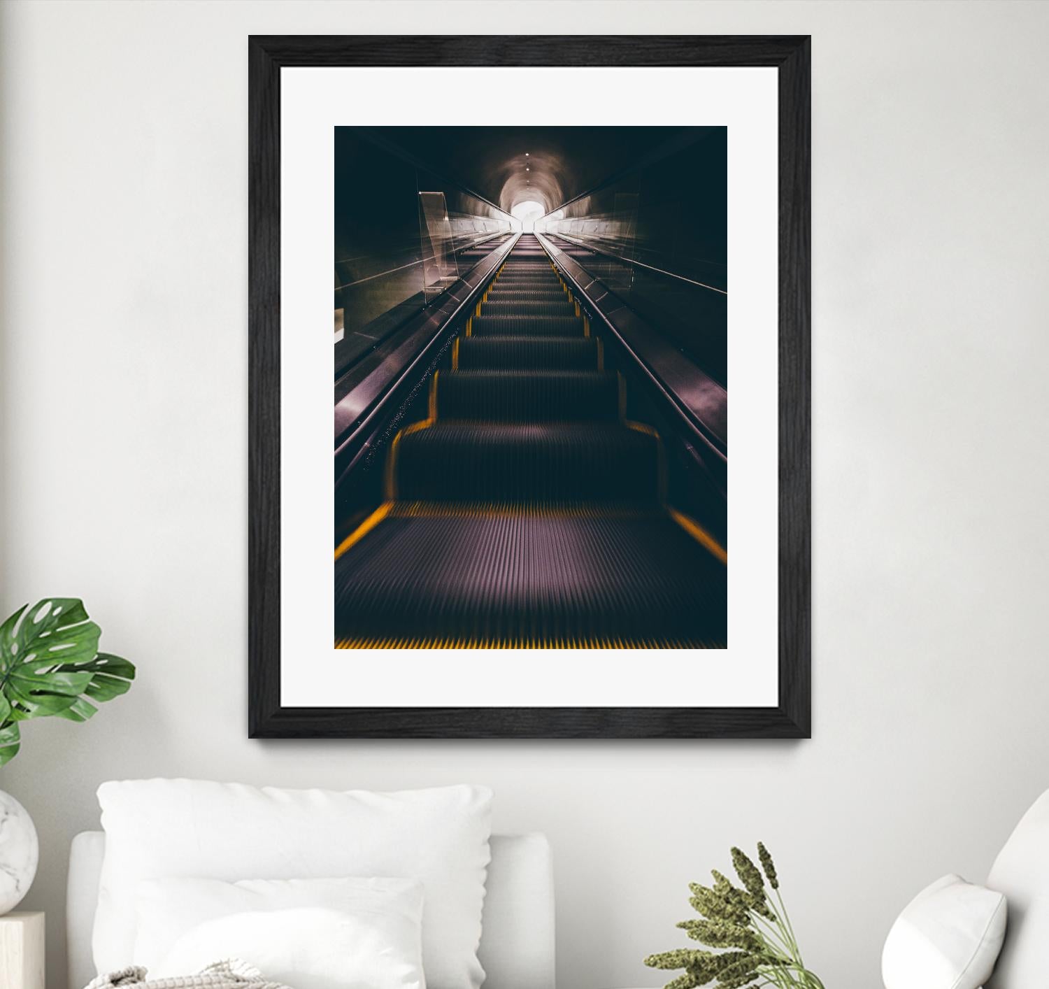 Escalator by Pexels on GIANT ART - yellow architectural