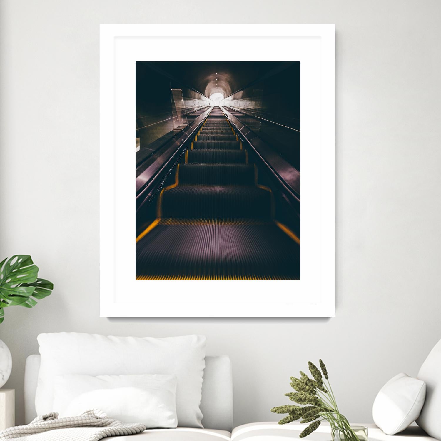 Escalator by Pexels on GIANT ART - yellow architectural