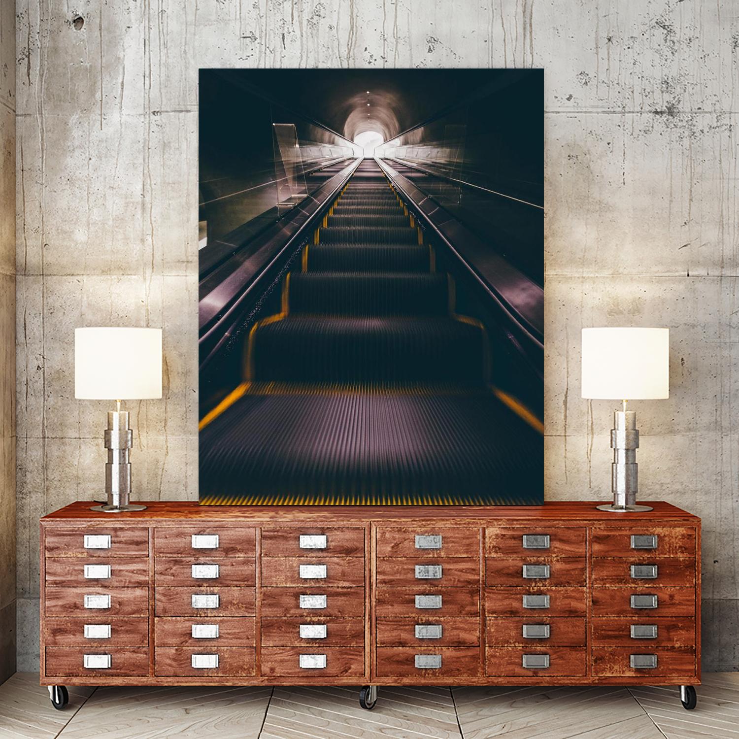 Escalator by Pexels on GIANT ART - yellow architectural