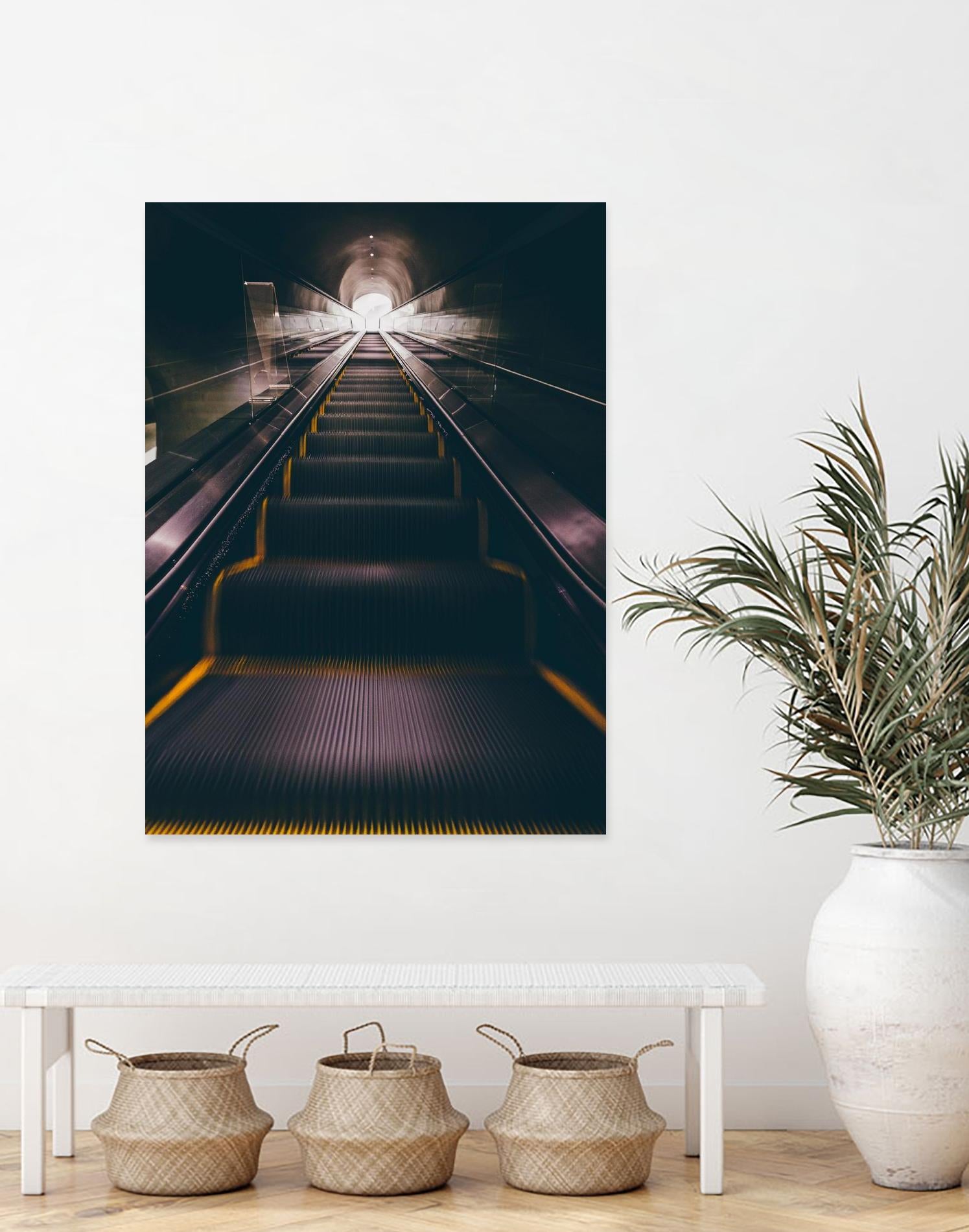 Escalator by Pexels on GIANT ART - yellow architectural