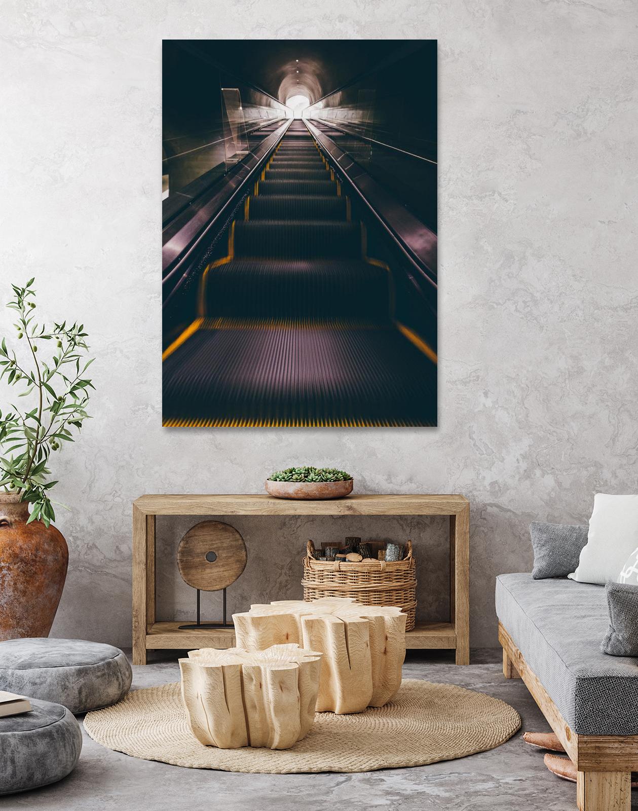 Escalator by Pexels on GIANT ART - yellow architectural